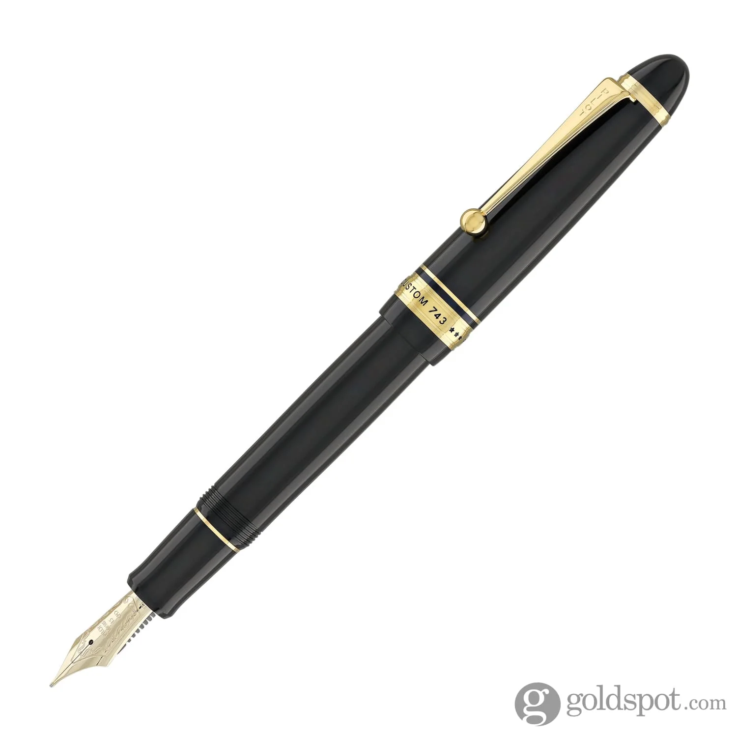 Pilot Custom 743 Fountain Pen in Black with Gold trim - 14kt Gold