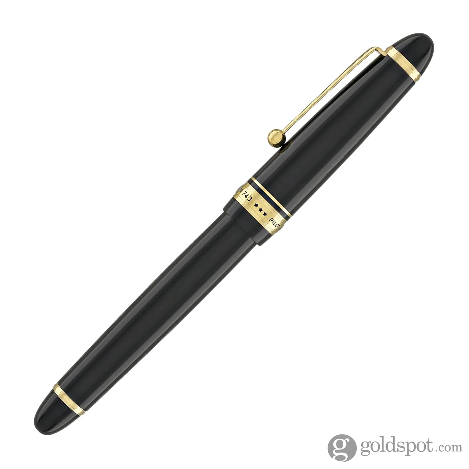 Pilot Custom 743 Fountain Pen in Black with Gold trim - 14kt Gold