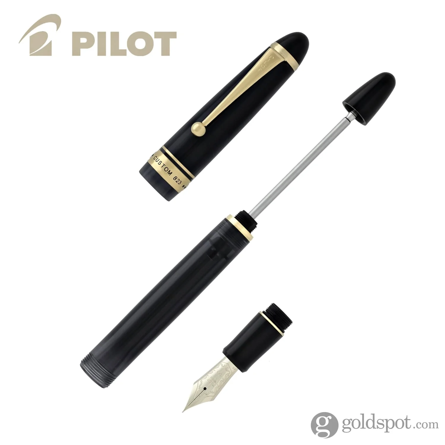 Pilot Custom 823 Fountain Pen in Smoke with Gold Trim - 14K Gold