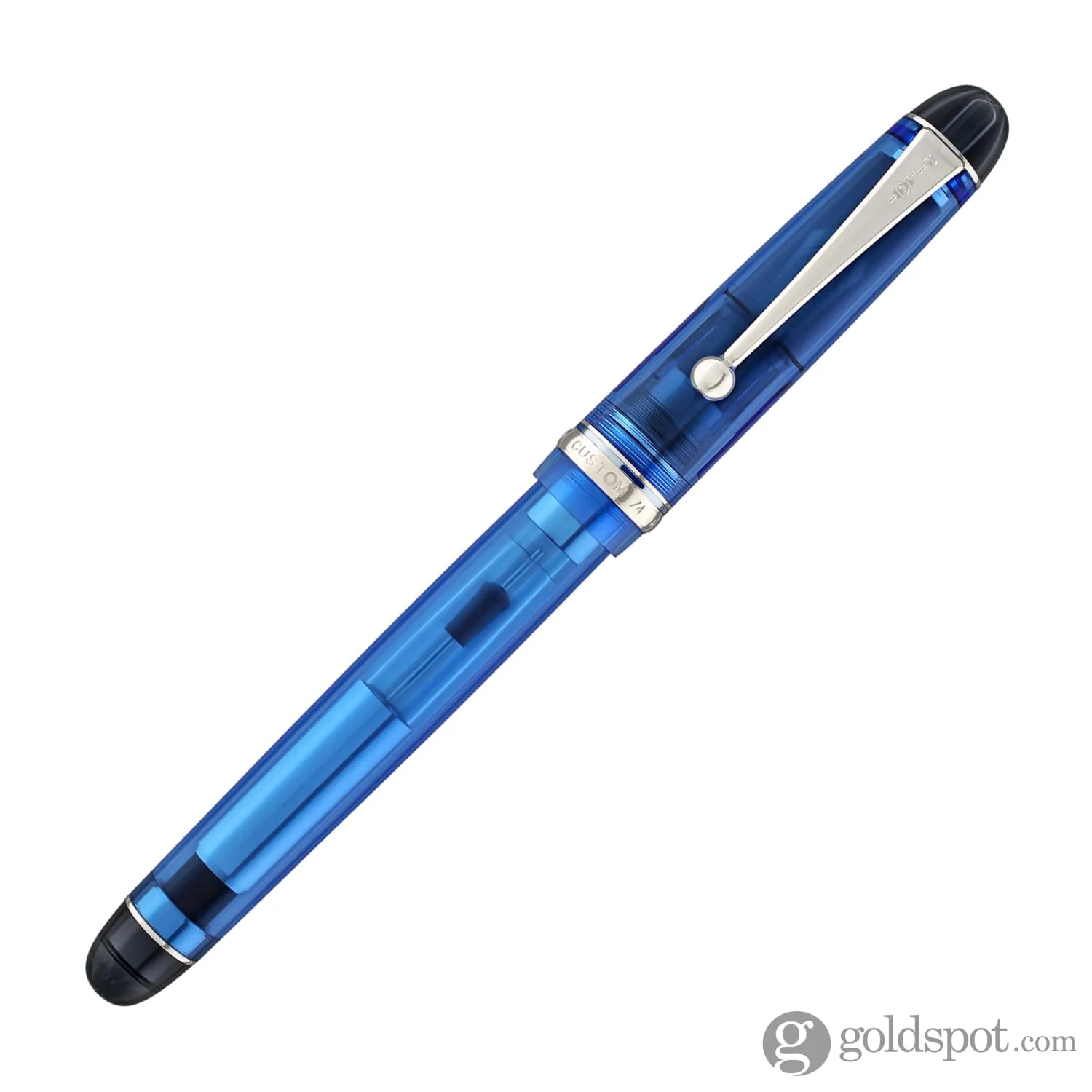 3980-pilot-custom-74-fountain-pen-in-blue-with-silver-trim-14k-gold-4.webp Pilot Custom 74 Fountain Pen in Blue with Silver Trim - 14K Gold