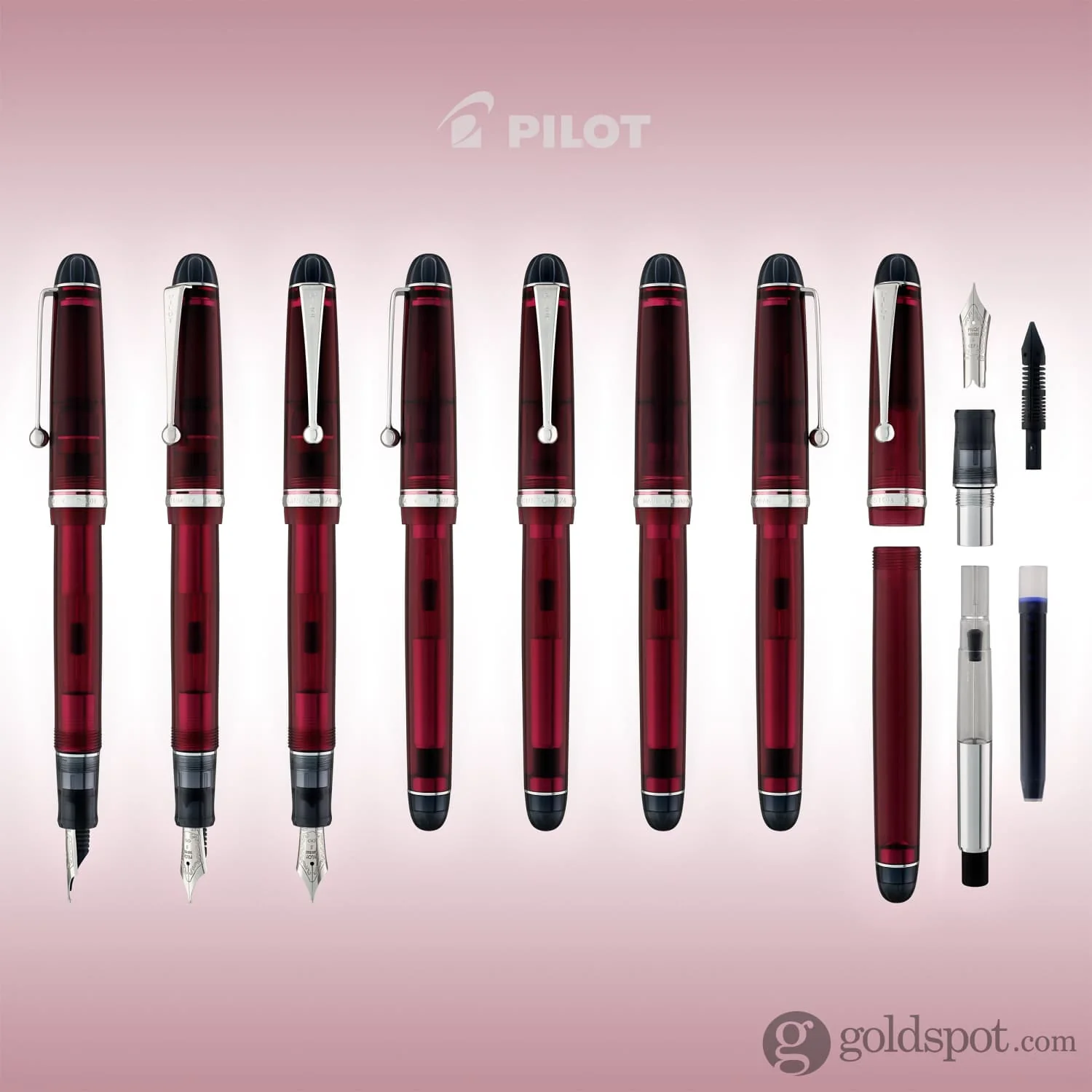 3991-pilot-custom-74-fountain-pen-in-merlot-with-silver-trim-14k-gold-8.webp Pilot Custom 74 Fountain Pen in Merlot with Silver Trim - 14K Gold