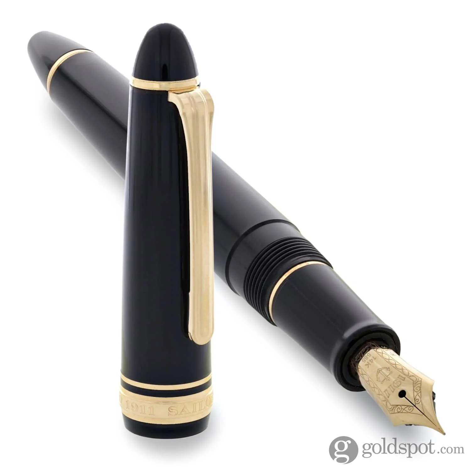 Sailor 1911 Standard Fountain Pen in Black with Gold Trim - 14K Gold