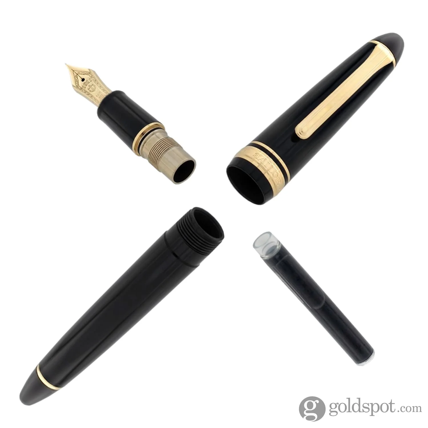 Sailor 1911 Standard Fountain Pen in Black with Gold Trim - 14K Gold