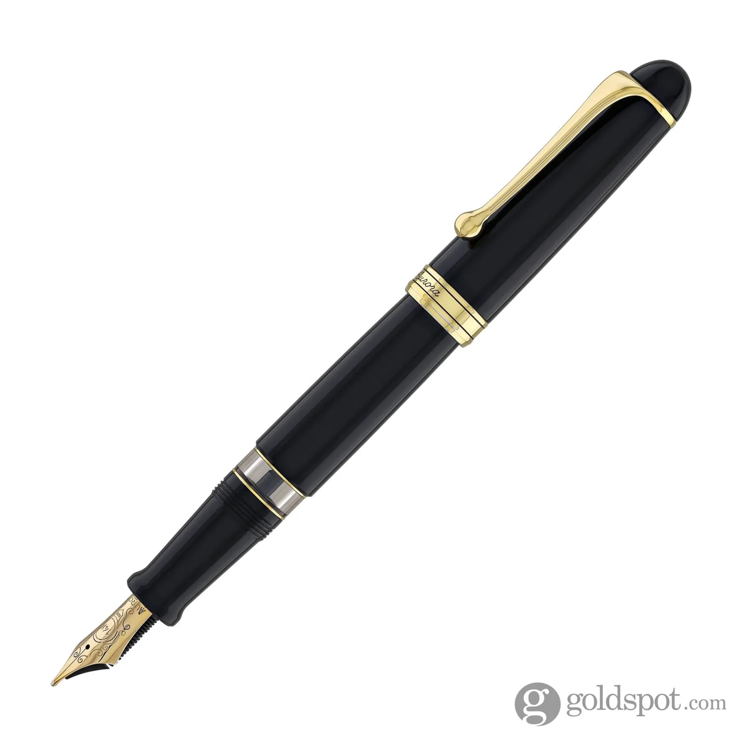 Aurora 88 Large Fountain Pen in Black with Gold Trim - 14K Gold
