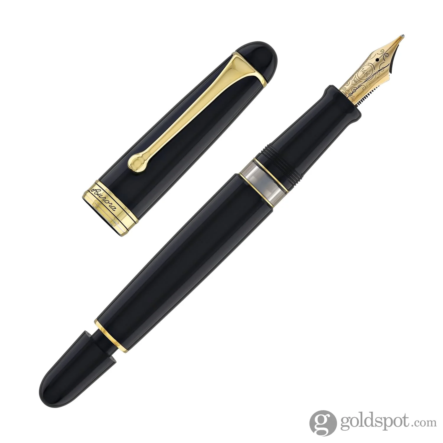 Aurora 88 Large Fountain Pen in Black with Gold Trim - 14K Gold