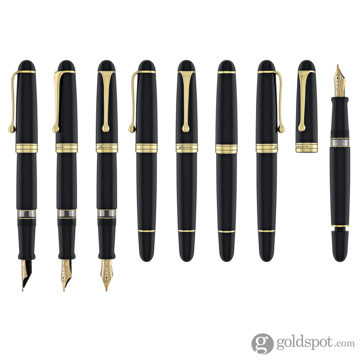 Aurora 88 Large Fountain Pen in Black with Gold Trim - 14K Gold