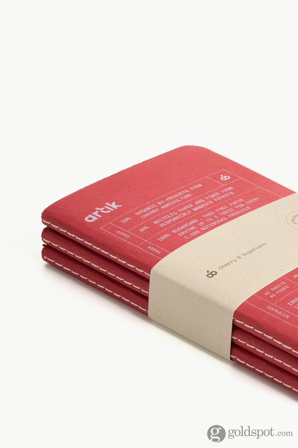 Artik Pack Of 3 Pocket Singer Sewn Notebooks in Cherry