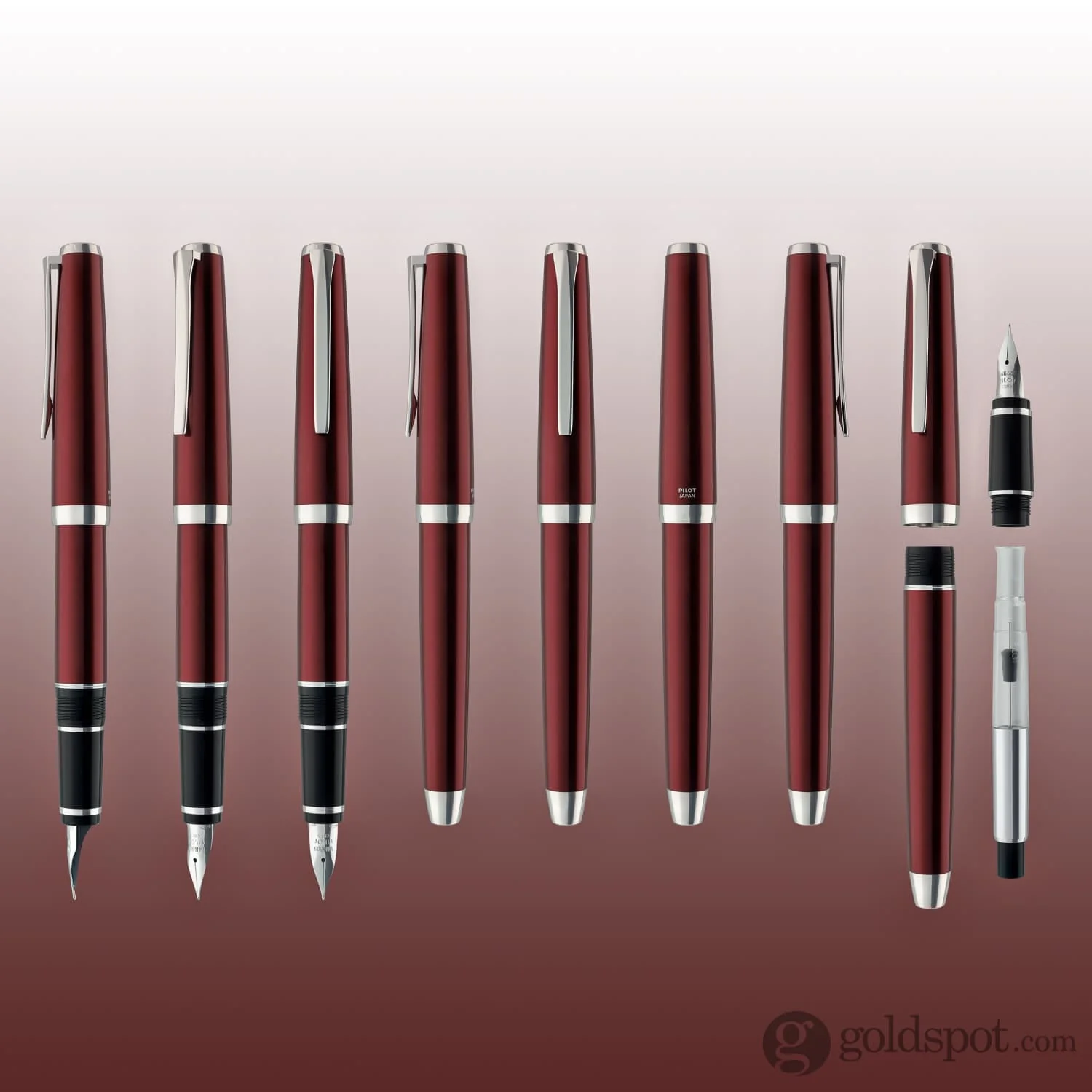 4062-pilot-metal-falcon-fountain-pen-in-burgundy-soft-flexible-8.webp Pilot Metal Falcon Fountain Pen in Burgundy - Soft Flexible