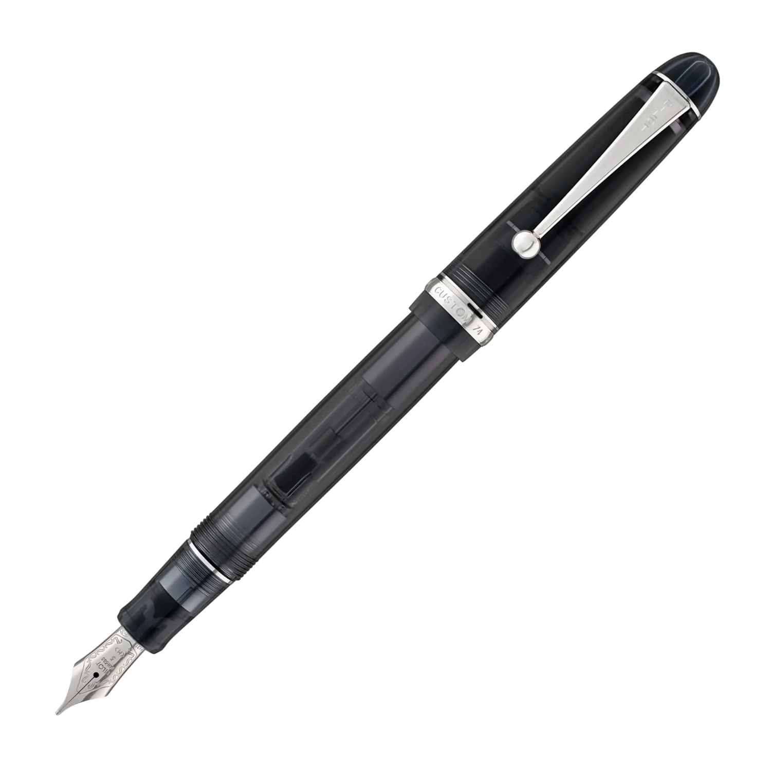 4176-pilot-custom-74-fountain-pen-in-smokey-black-with-silver-trim-14k-gold-1.webp Pilot Custom 74 Fountain Pen in Smokey Black with Silver Trim - 14K Gold