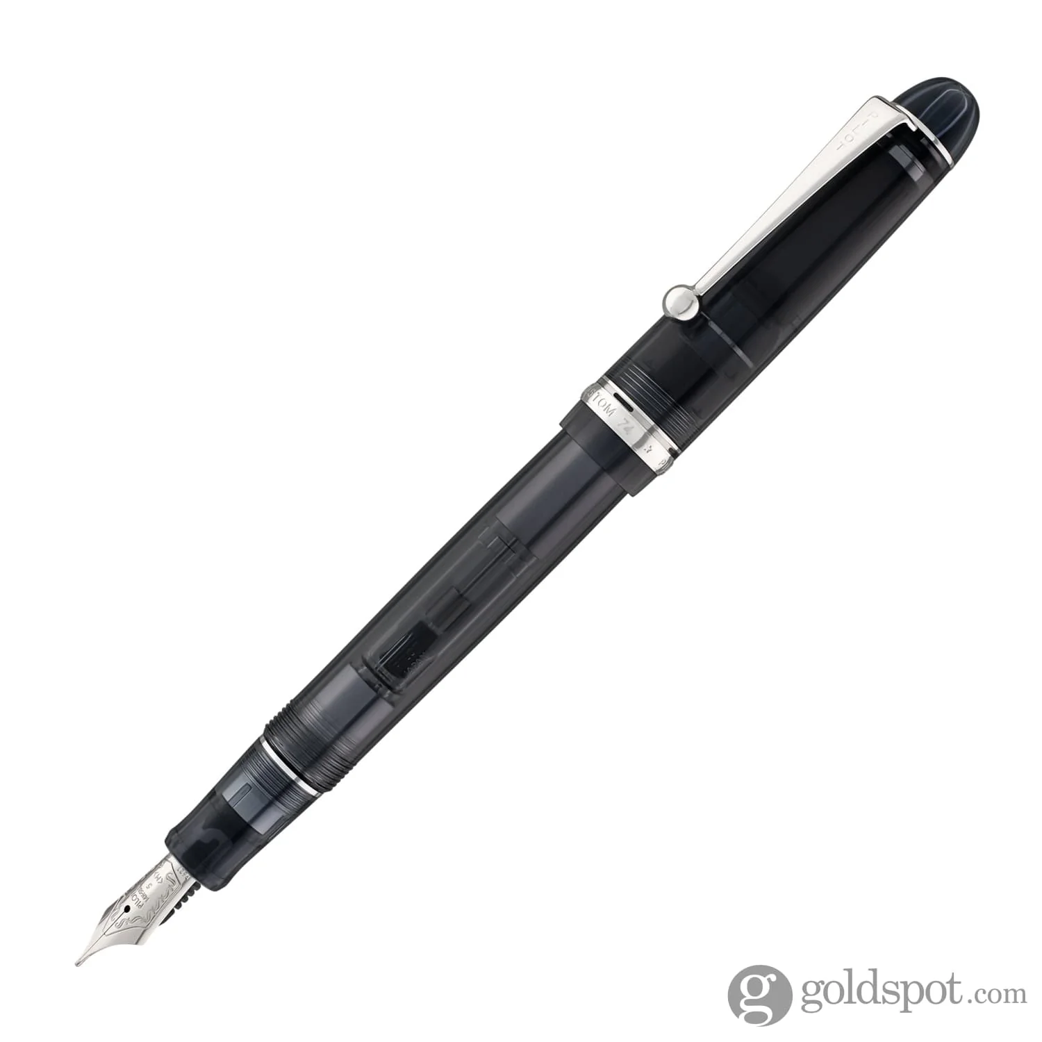 Pilot Custom 74 Fountain Pen in Smokey Black with Silver Trim - 14K Gold