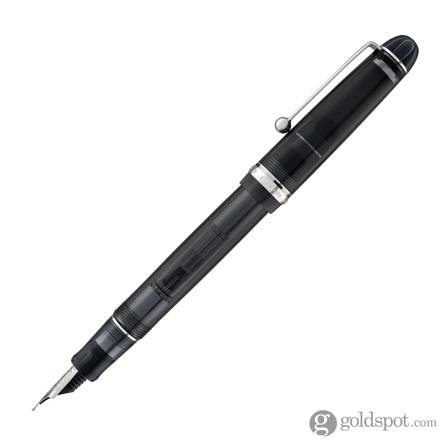 Pilot Custom 74 Fountain Pen in Smokey Black with Silver Trim - 14K Gold