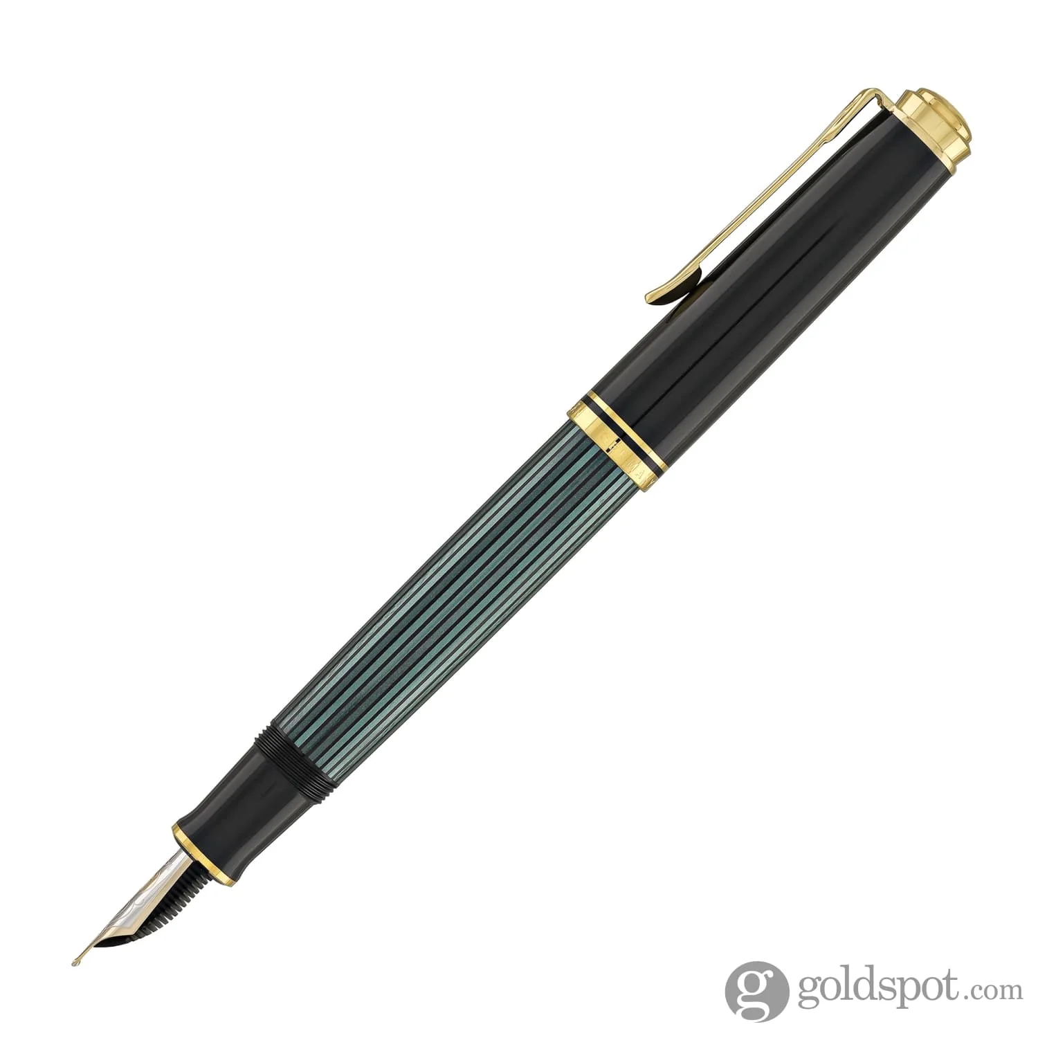 4220-pelikan-souveran-m600-fountain-pen-in-black-green-with-gold-trim-14k-gold-3.webp Pelikan Souveran M600 Fountain Pen in Black & Green with Gold Trim - 14K Gold