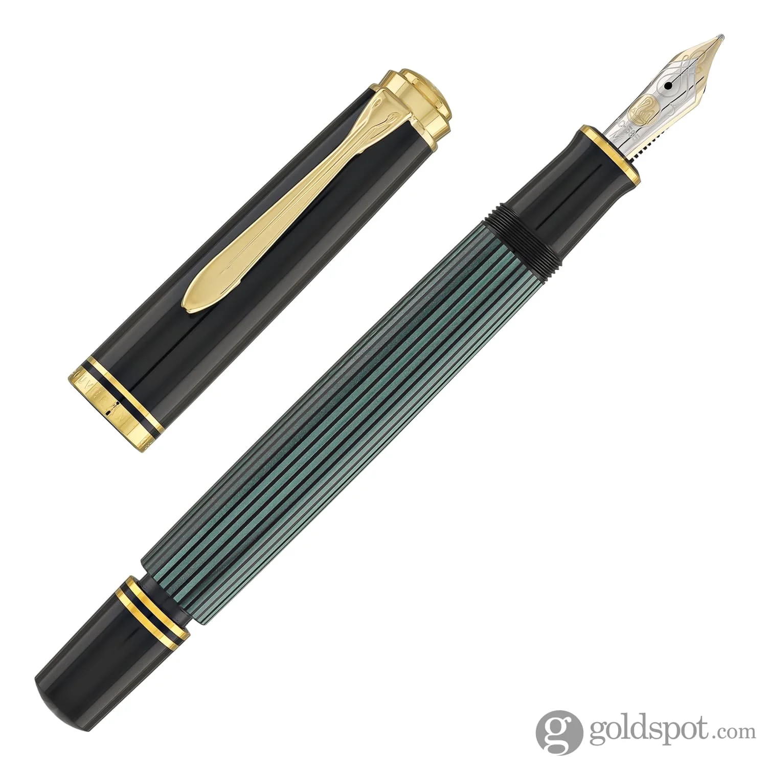 4220-pelikan-souveran-m600-fountain-pen-in-black-green-with-gold-trim-14k-gold-7.webp Pelikan Souveran M600 Fountain Pen in Black & Green with Gold Trim - 14K Gold