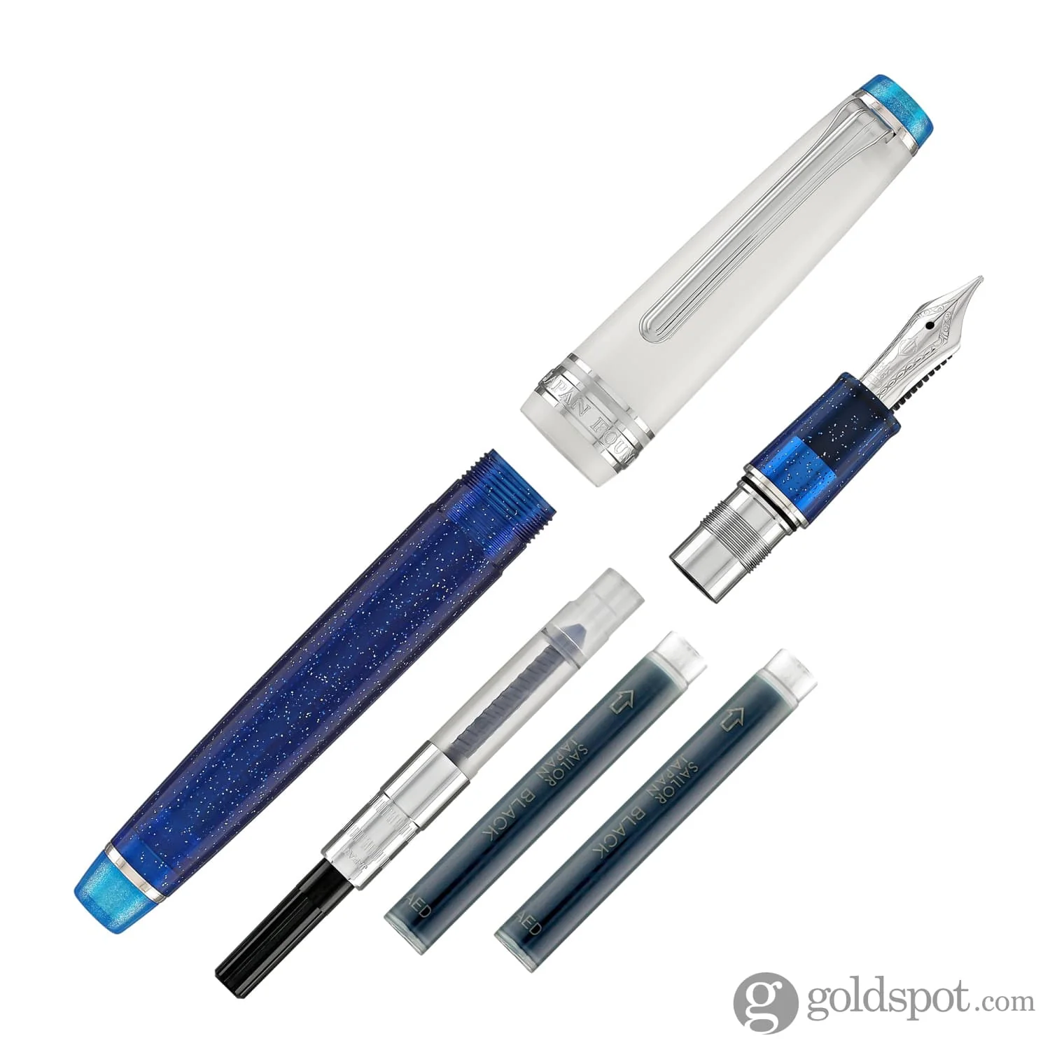 4250-sailor-pro-gear-slim-fountain-pen-in-sunlight-from-the-ocean-floor-with-silver-trim-14k-gold-7.webp Sailor Pro Gear Slim Fountain Pen in Sunlight from the Ocean Floor with Silver Trim - 14K Gold