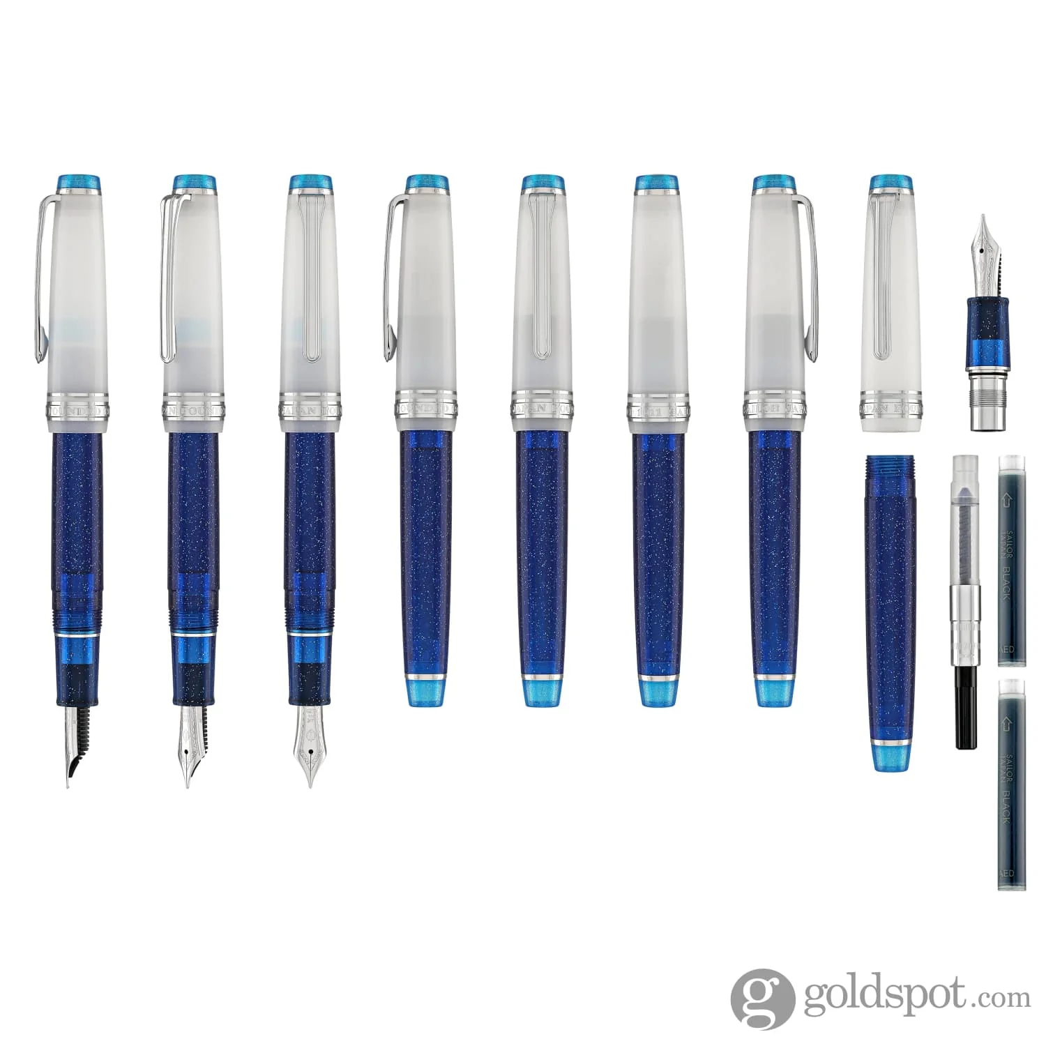 4250-sailor-pro-gear-slim-fountain-pen-in-sunlight-from-the-ocean-floor-with-silver-trim-14k-gold-8.webp Sailor Pro Gear Slim Fountain Pen in Sunlight from the Ocean Floor with Silver Trim - 14K Gold