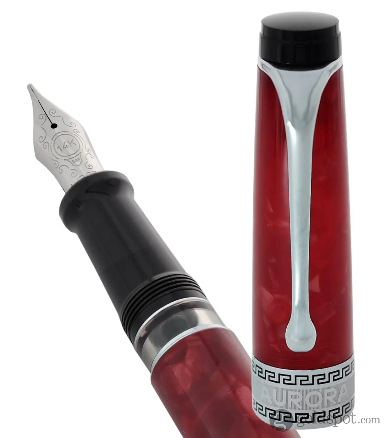 4281-aurora-optima-fountain-pen-in-rossa-red-with-chrome-trim-14k-gold-5.webp Aurora Optima Fountain Pen in Rossa Red with Chrome Trim - 14K Gold