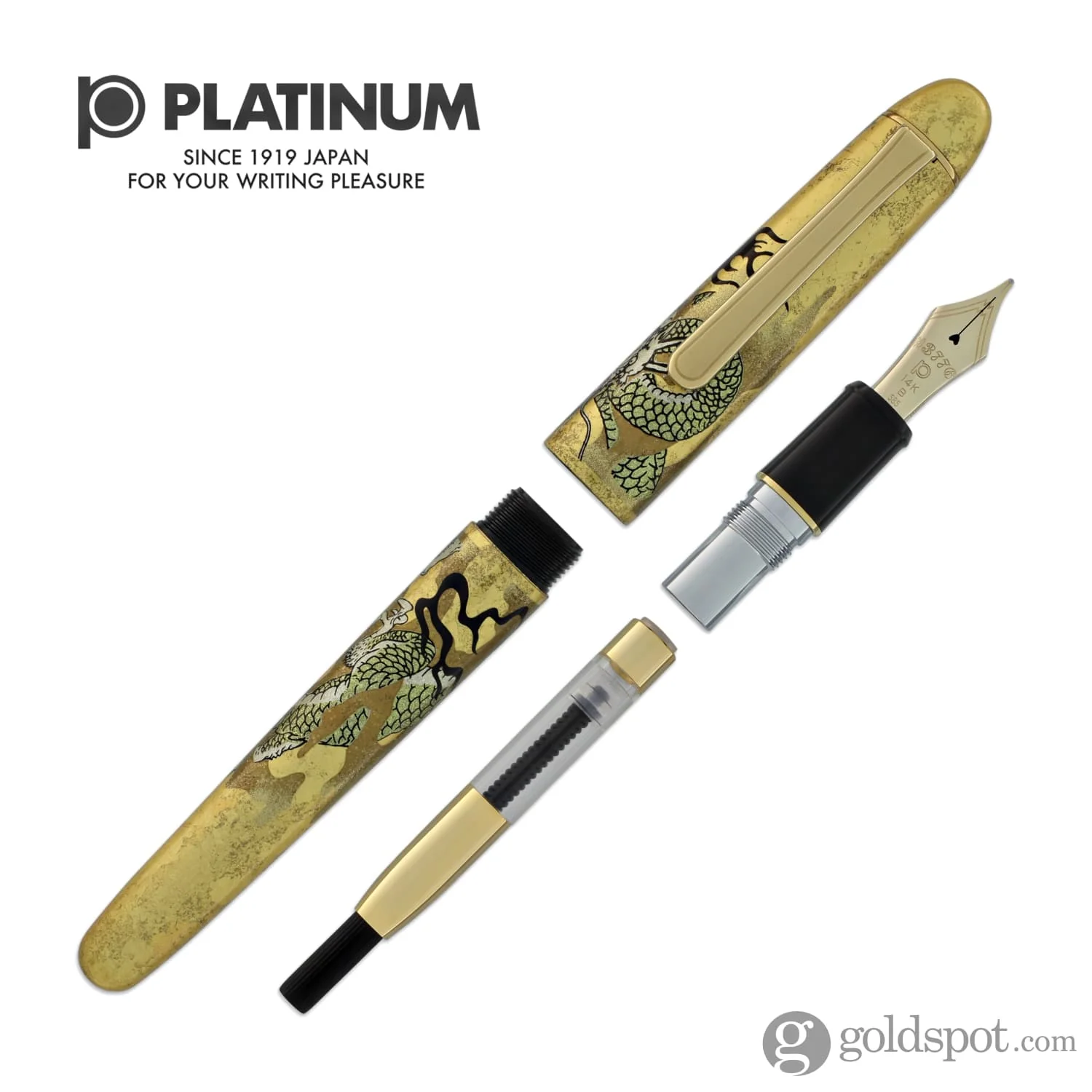 4284-platinum-kanazawa-haku-fountain-pen-in-ascending-dragon-14k-gold-7.webp Platinum Kanazawa-haku Fountain Pen in Ascending Dragon - 14K Gold