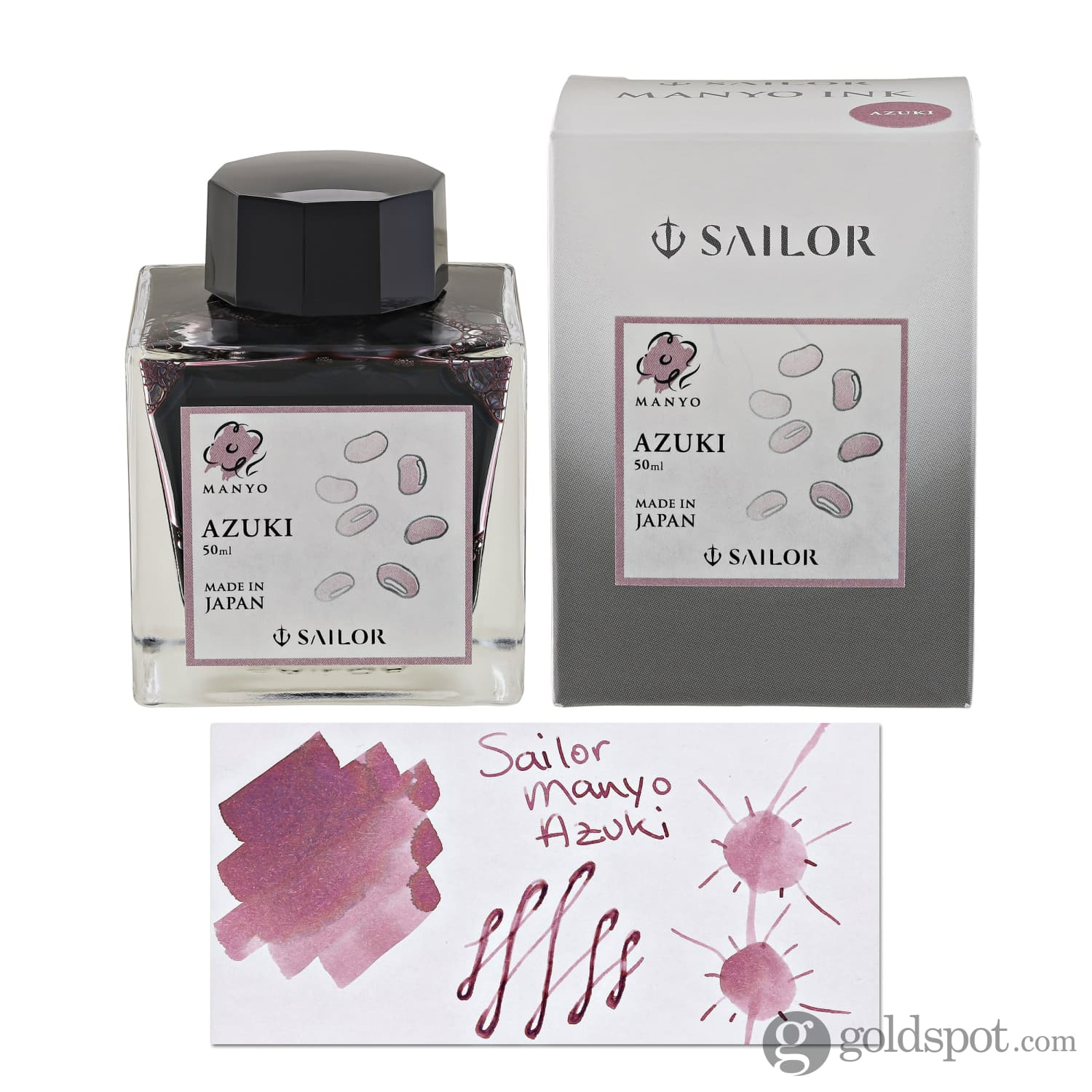 Sailor Pro Gear Slim Fountain Pen in Manyo #3 Series Red Bean - 14K Gold Nib and Azuki Bottled Ink - 50mL