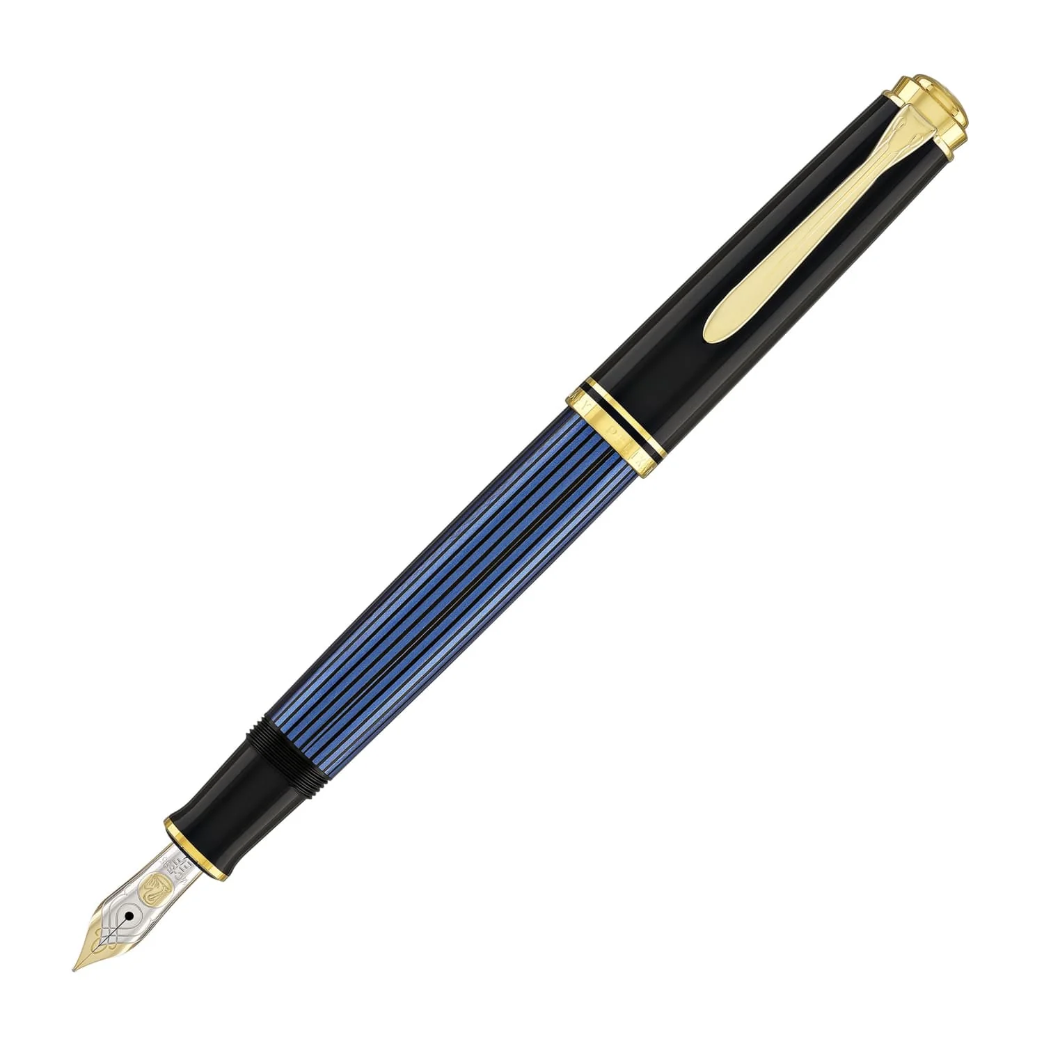 4302-pelikan-souveran-m600-fountain-pen-in-black-blue-with-gold-trim-14k-gold-1.webp Pelikan Souveran M600 Fountain Pen in Black & Blue with Gold Trim - 14K Gold