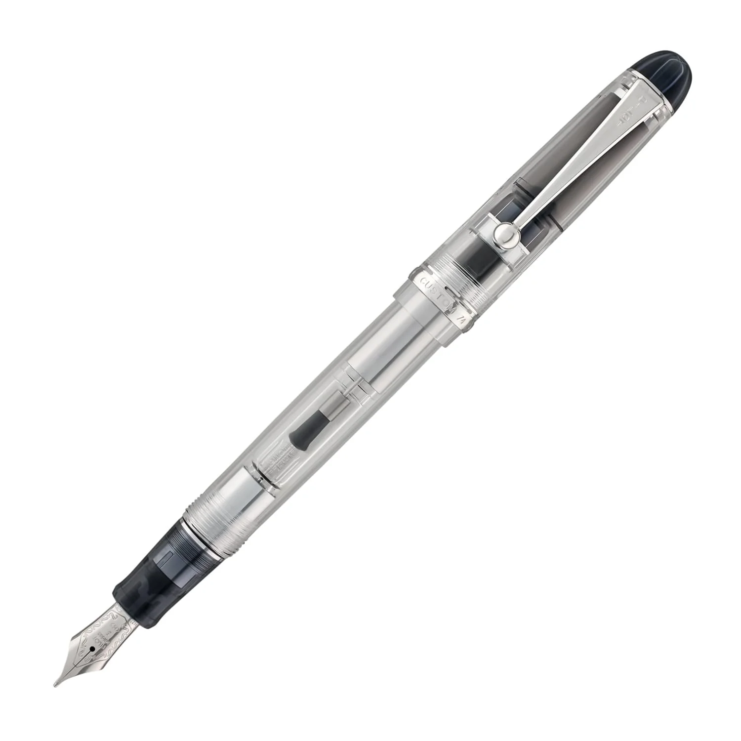 4356-pilot-custom-74-fountain-pen-in-clear-with-silver-trim-14k-gold-1.webp Pilot Custom 74 Fountain Pen in Clear with Silver Trim - 14K Gold