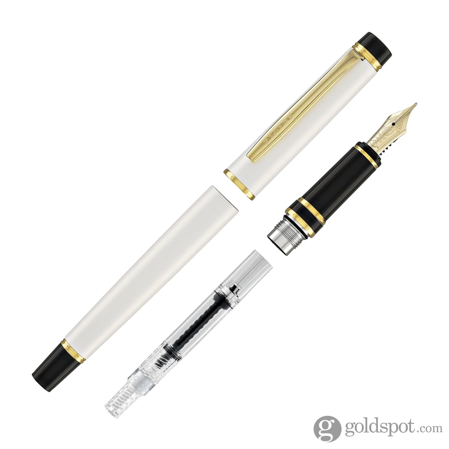 Pilot Grance Fountain Pen in Pearl White - 14k Gold Nib
