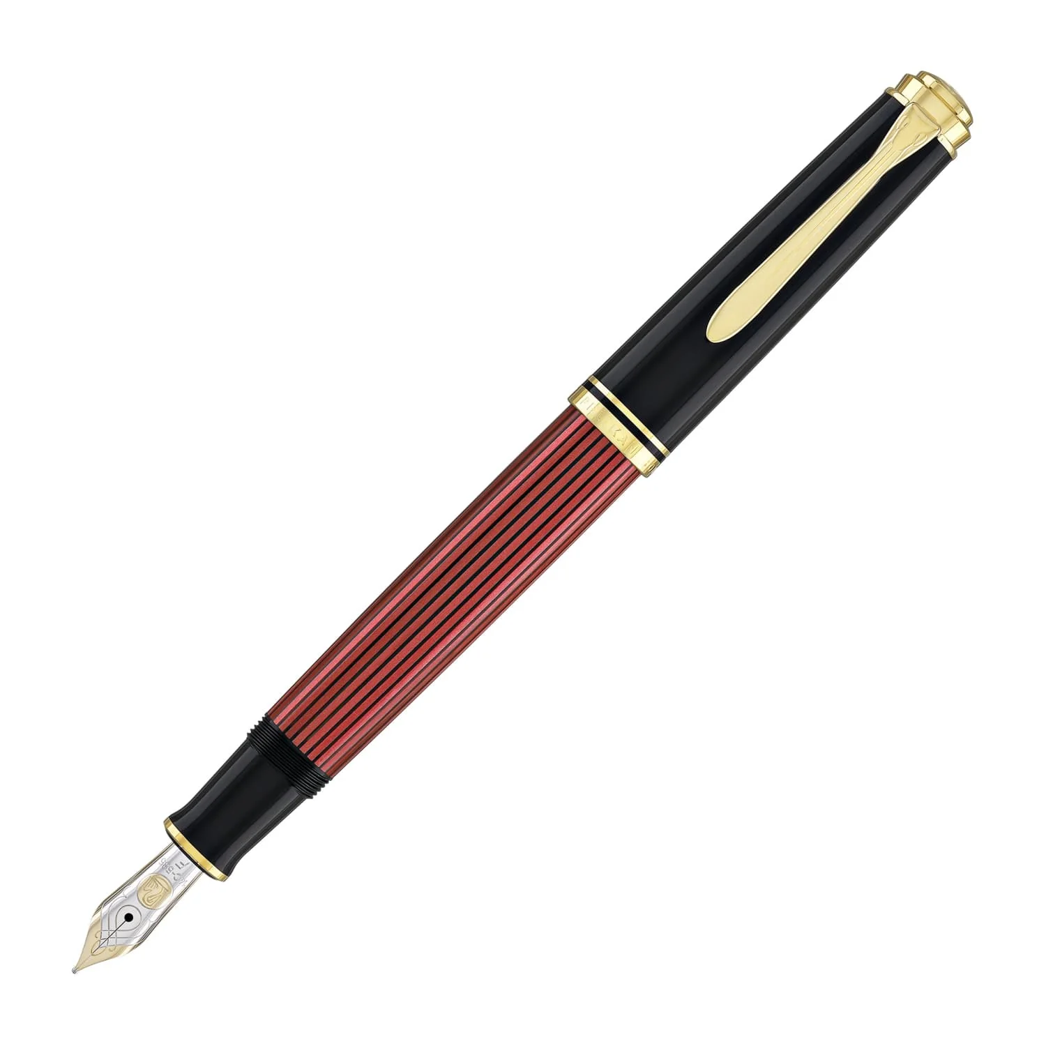4485-pelikan-souveran-m600-fountain-pen-in-black-red-with-gold-trim-14k-gold-1.webp Pelikan Souveran M600 Fountain Pen in Black & Red with Gold Trim - 14K Gold