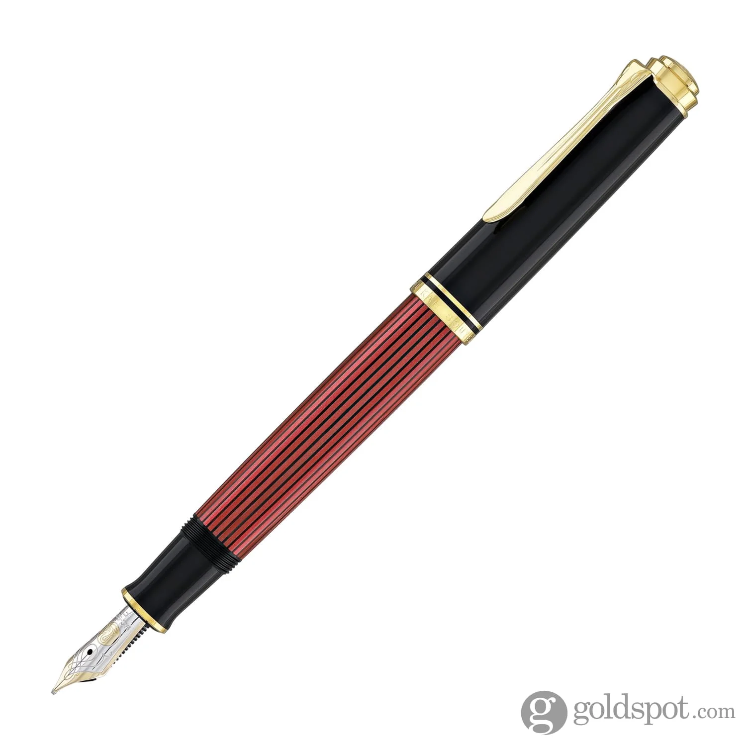 Pelikan Souveran M600 Fountain Pen in Black & Red with Gold Trim - 14K Gold
