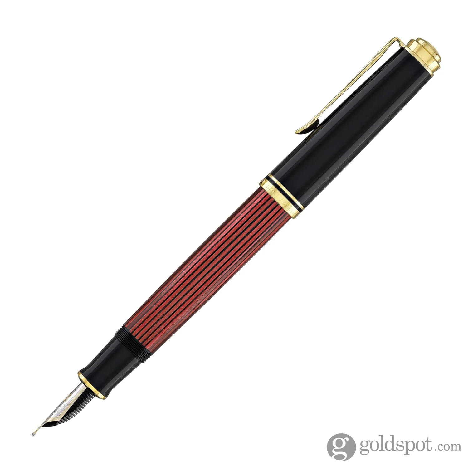 Pelikan Souveran M600 Fountain Pen in Black & Red with Gold Trim - 14K Gold