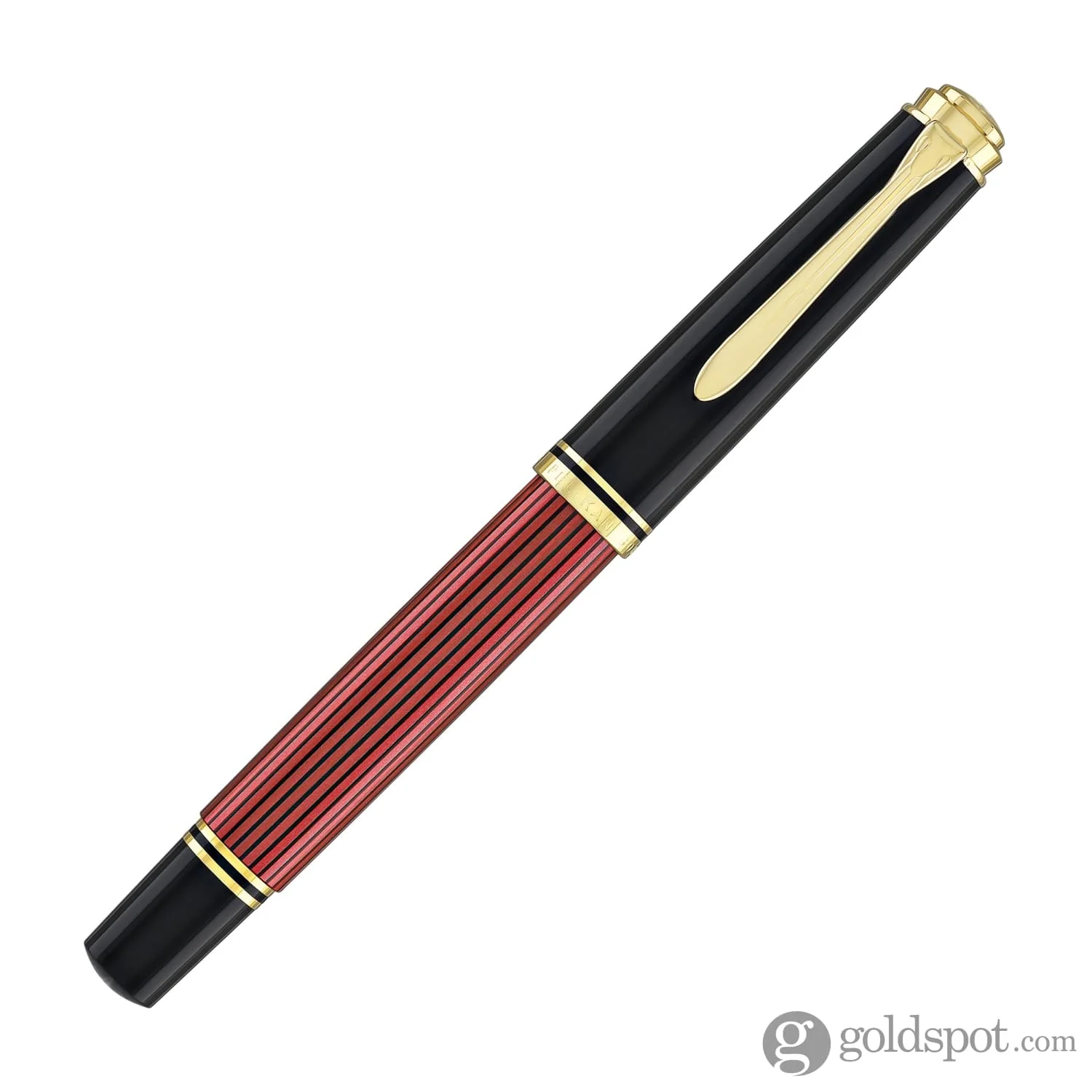 Pelikan Souveran M600 Fountain Pen in Black & Red with Gold Trim - 14K Gold
