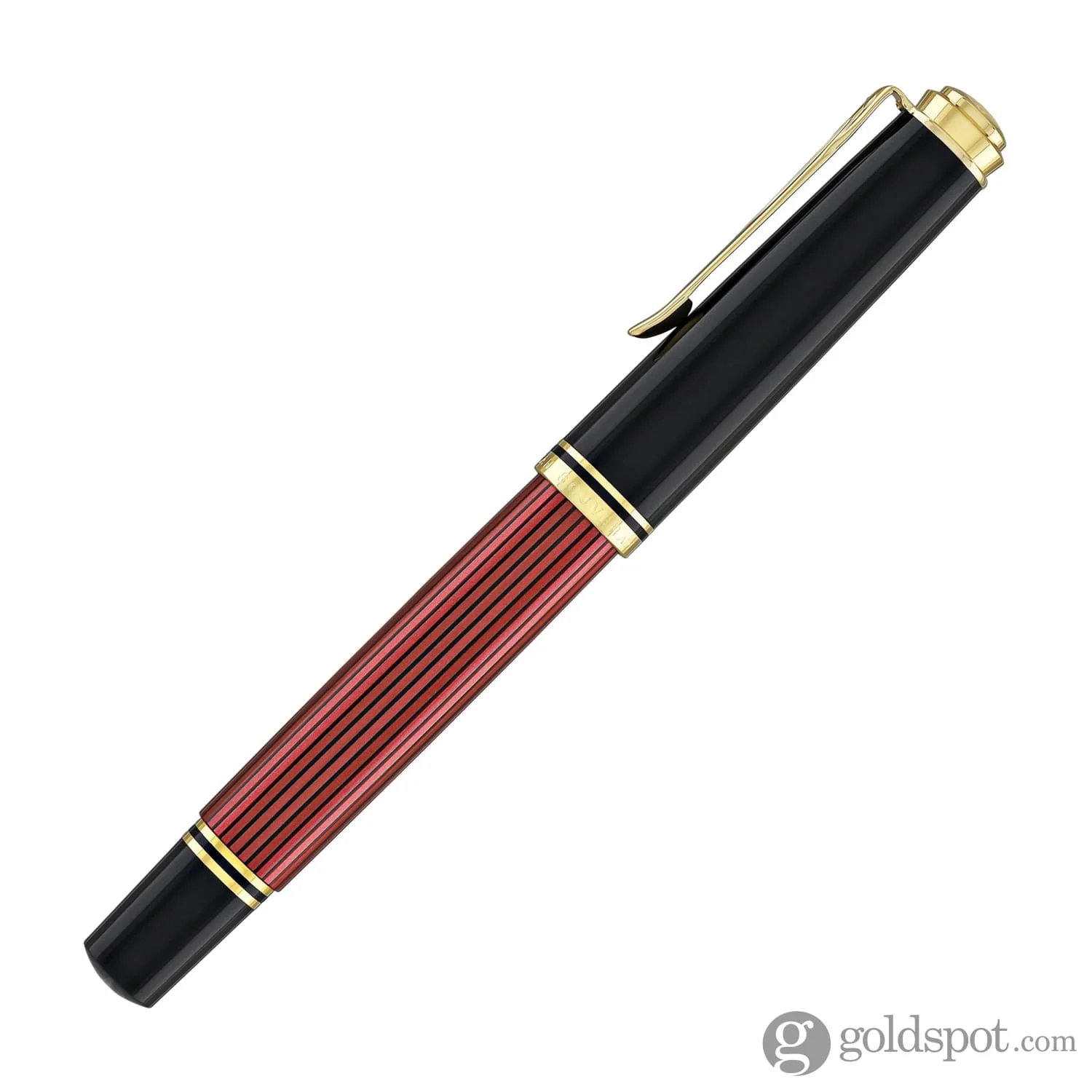 Pelikan Souveran M600 Fountain Pen in Black & Red with Gold Trim - 14K Gold