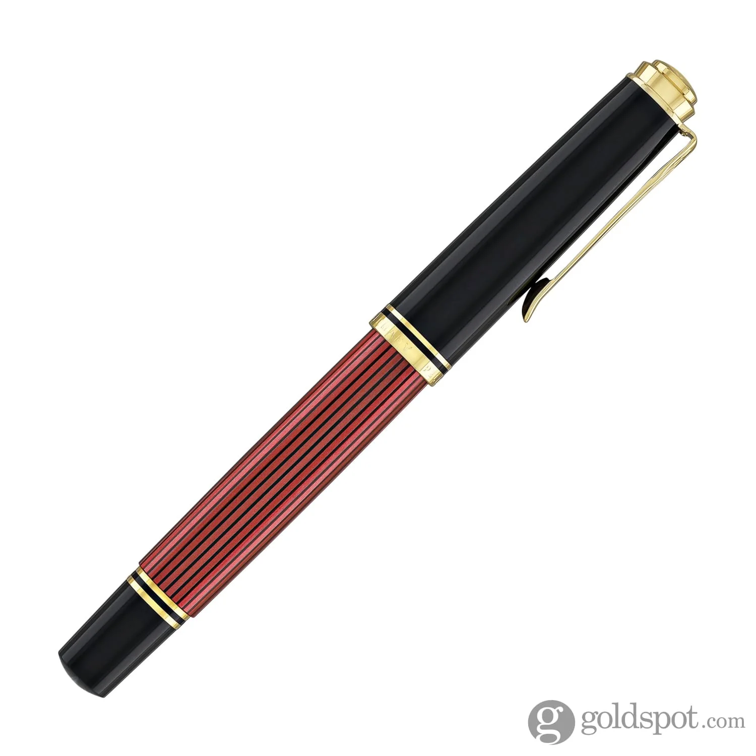 Pelikan Souveran M600 Fountain Pen in Black & Red with Gold Trim - 14K Gold