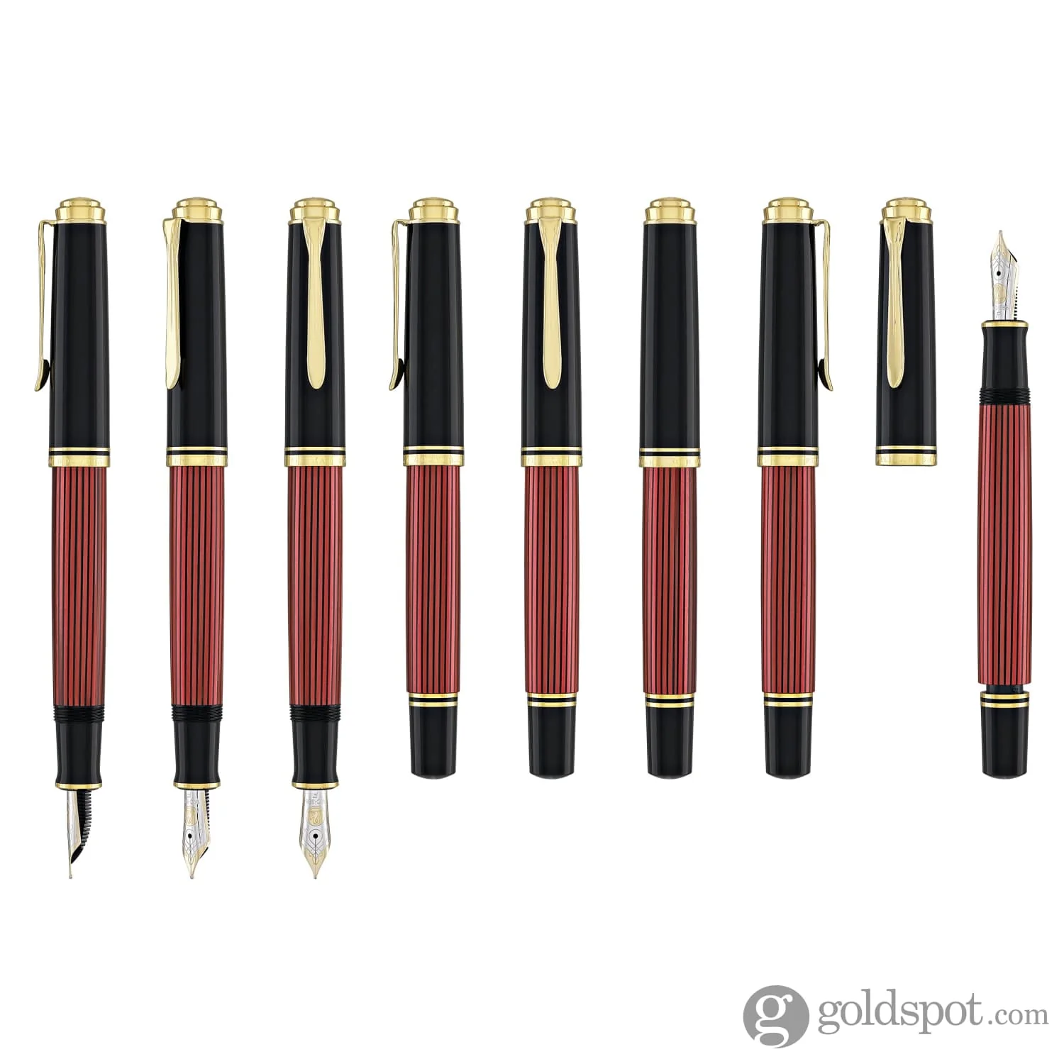 Pelikan Souveran M600 Fountain Pen in Black & Red with Gold Trim - 14K Gold