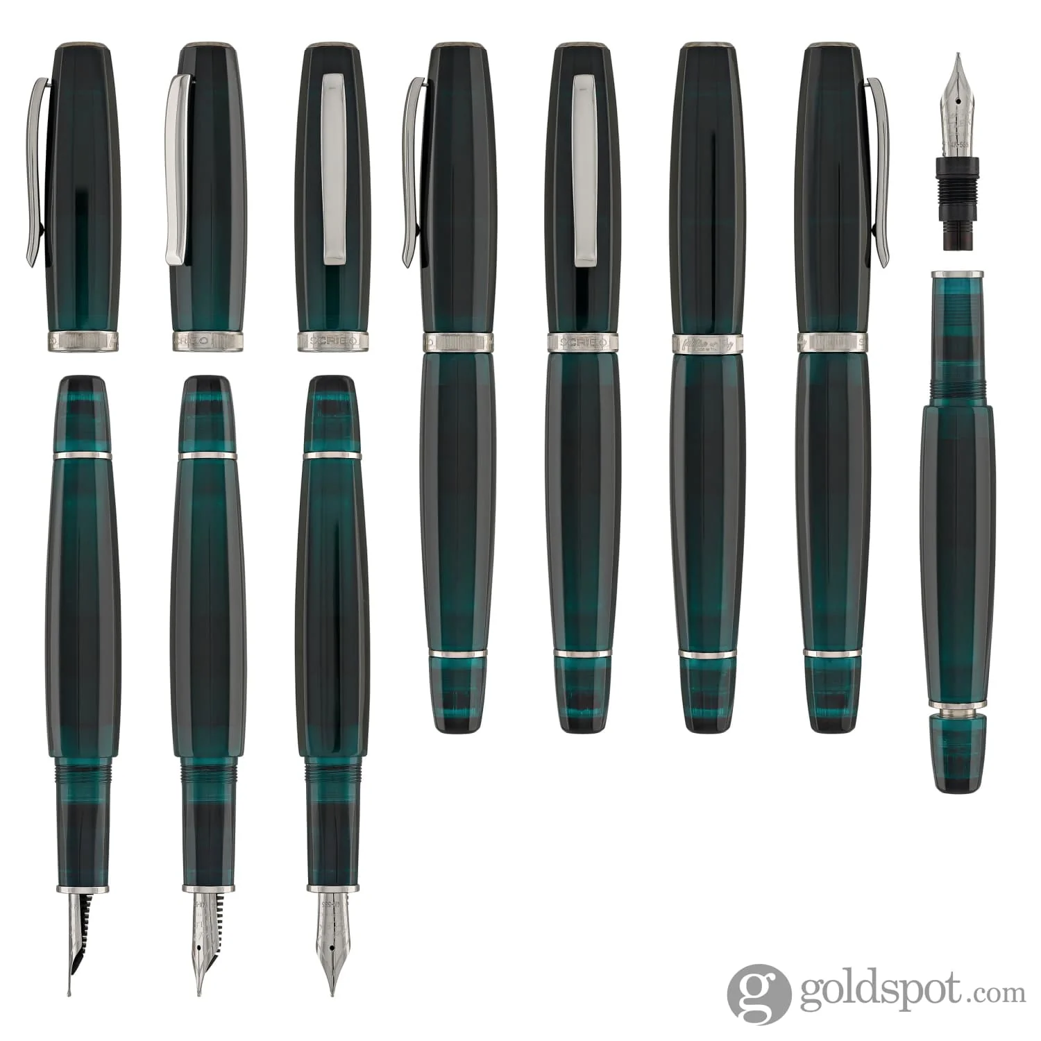 Scribo Feel Fountain Pen in Ombre Verdi with Platinum Trim