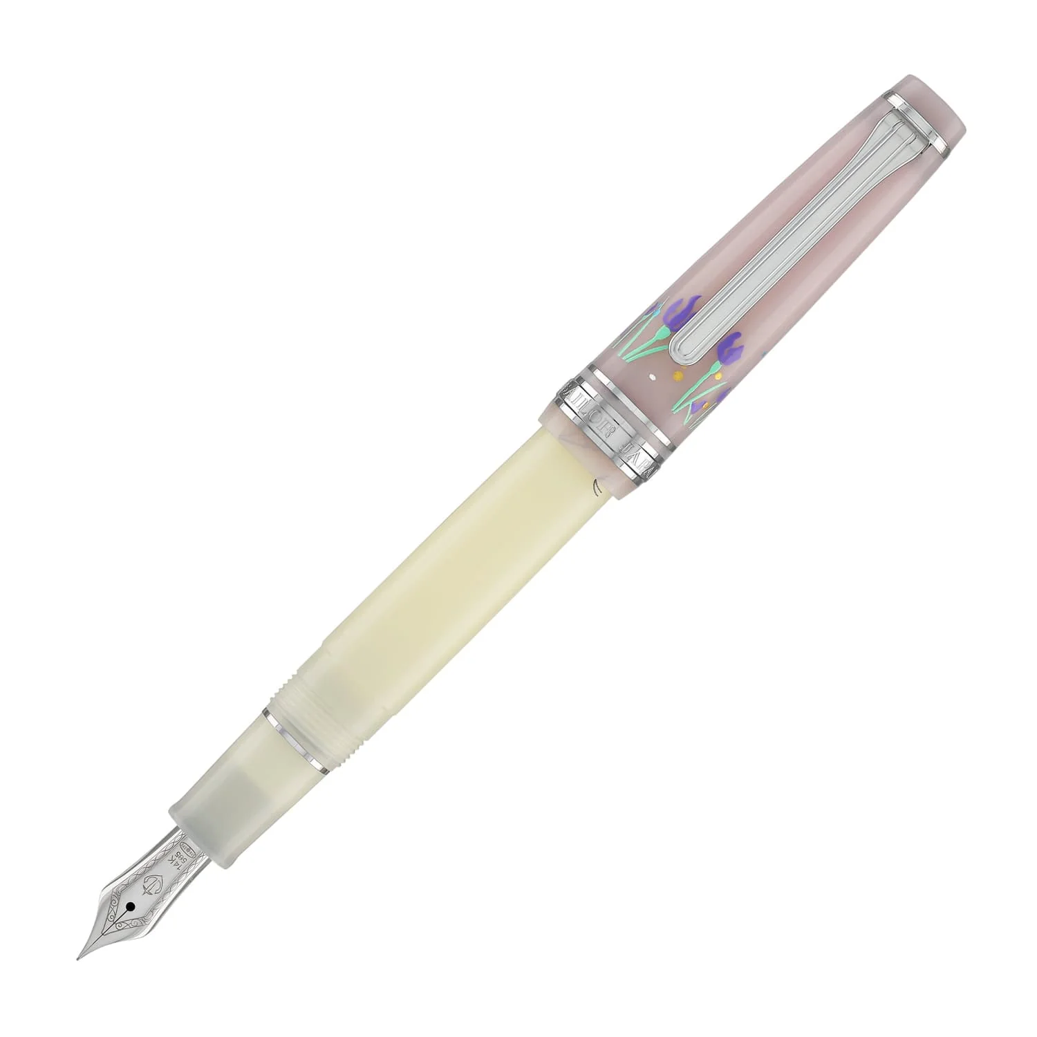 4541-sailor-professional-gear-slim-princess-raden-fountain-pen-in-princess-shirotae-with-silver-trim-14k-gold-1.webp Sailor Professional Gear Slim 'Princess Raden' Fountain Pen in Princess Shirotae with Silver Trim - 14K Gold