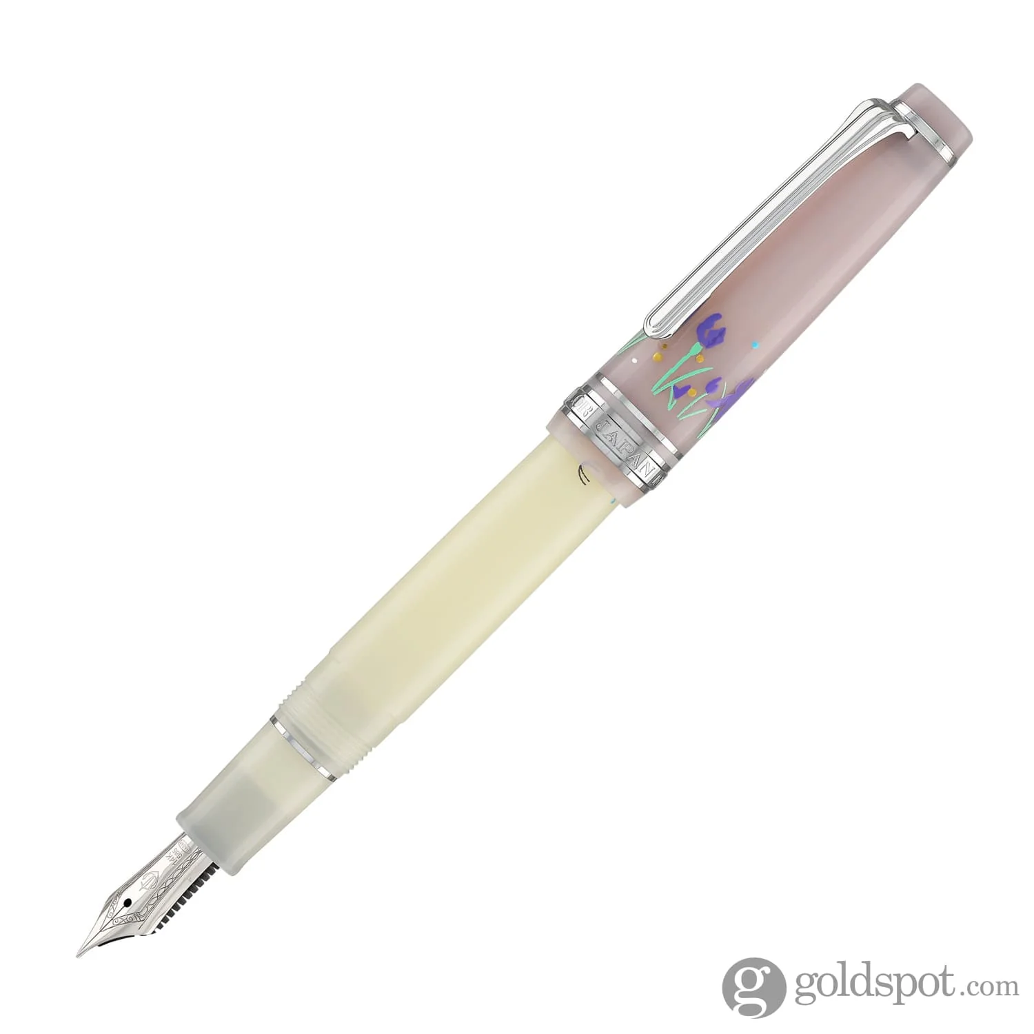4541-sailor-professional-gear-slim-princess-raden-fountain-pen-in-princess-shirotae-with-silver-trim-14k-gold-2.webp Sailor Professional Gear Slim 'Princess Raden' Fountain Pen in Princess Shirotae with Silver Trim - 14K Gold