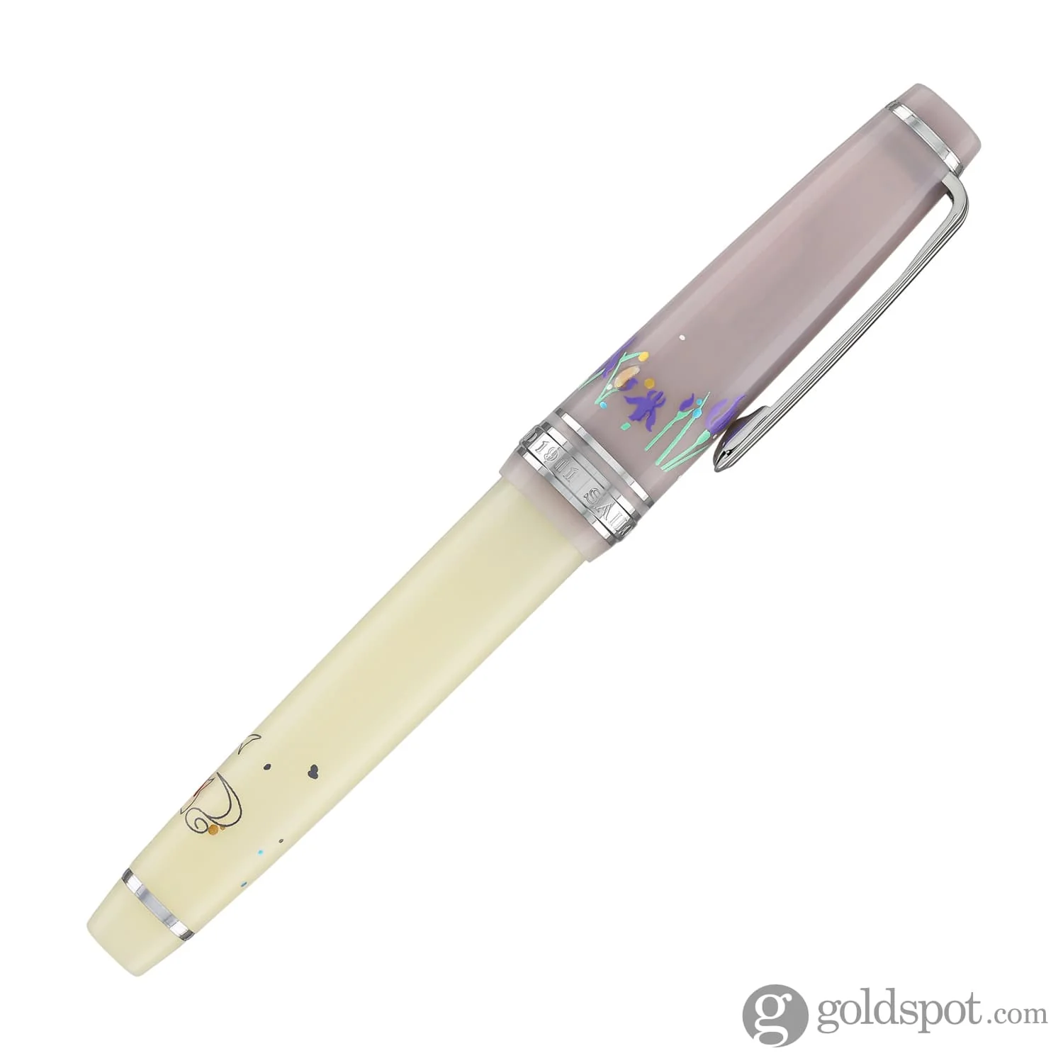 4541-sailor-professional-gear-slim-princess-raden-fountain-pen-in-princess-shirotae-with-silver-trim-14k-gold-6.webp Sailor Professional Gear Slim 'Princess Raden' Fountain Pen in Princess Shirotae with Silver Trim - 14K Gold
