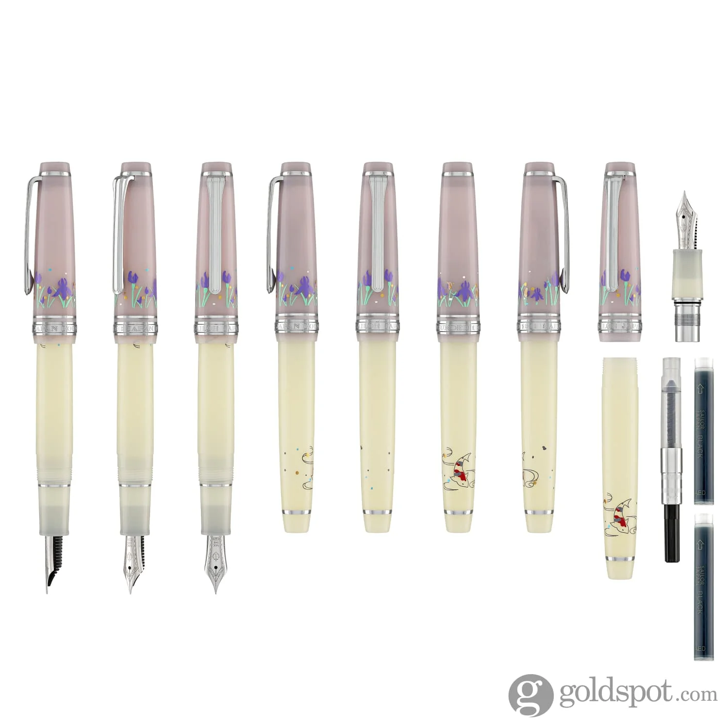 4541-sailor-professional-gear-slim-princess-raden-fountain-pen-in-princess-shirotae-with-silver-trim-14k-gold-8.webp Sailor Professional Gear Slim 'Princess Raden' Fountain Pen in Princess Shirotae with Silver Trim - 14K Gold