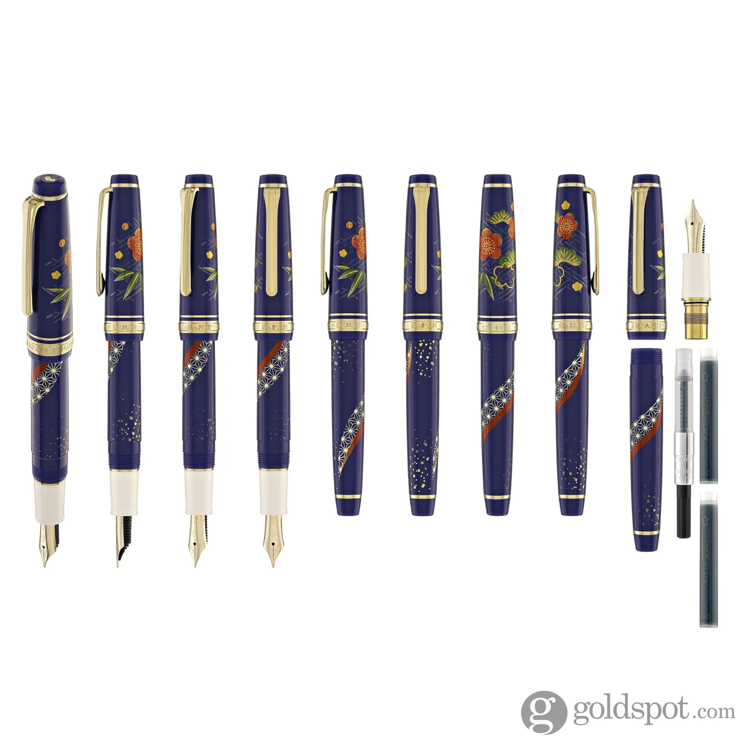 4594-sailor-professional-gear-slim-kimono-fountain-pen-in-longevity-with-gold-ip-14k-gold-10.webp Sailor Professional Gear Slim 'Kimono' Fountain Pen in Longevity with Gold IP - 14K Gold
