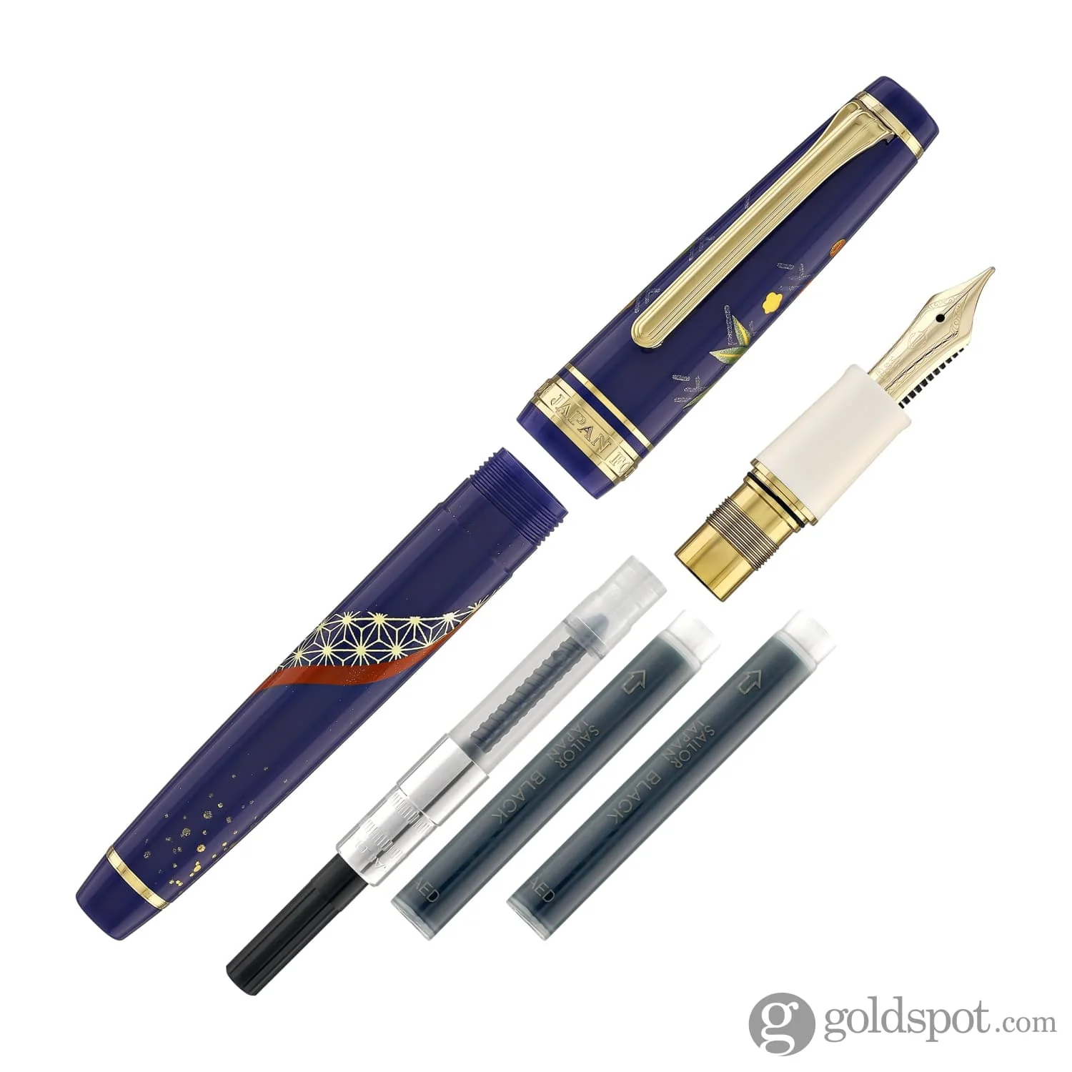 4594-sailor-professional-gear-slim-kimono-fountain-pen-in-longevity-with-gold-ip-14k-gold-9.webp Sailor Professional Gear Slim 'Kimono' Fountain Pen in Longevity with Gold IP - 14K Gold