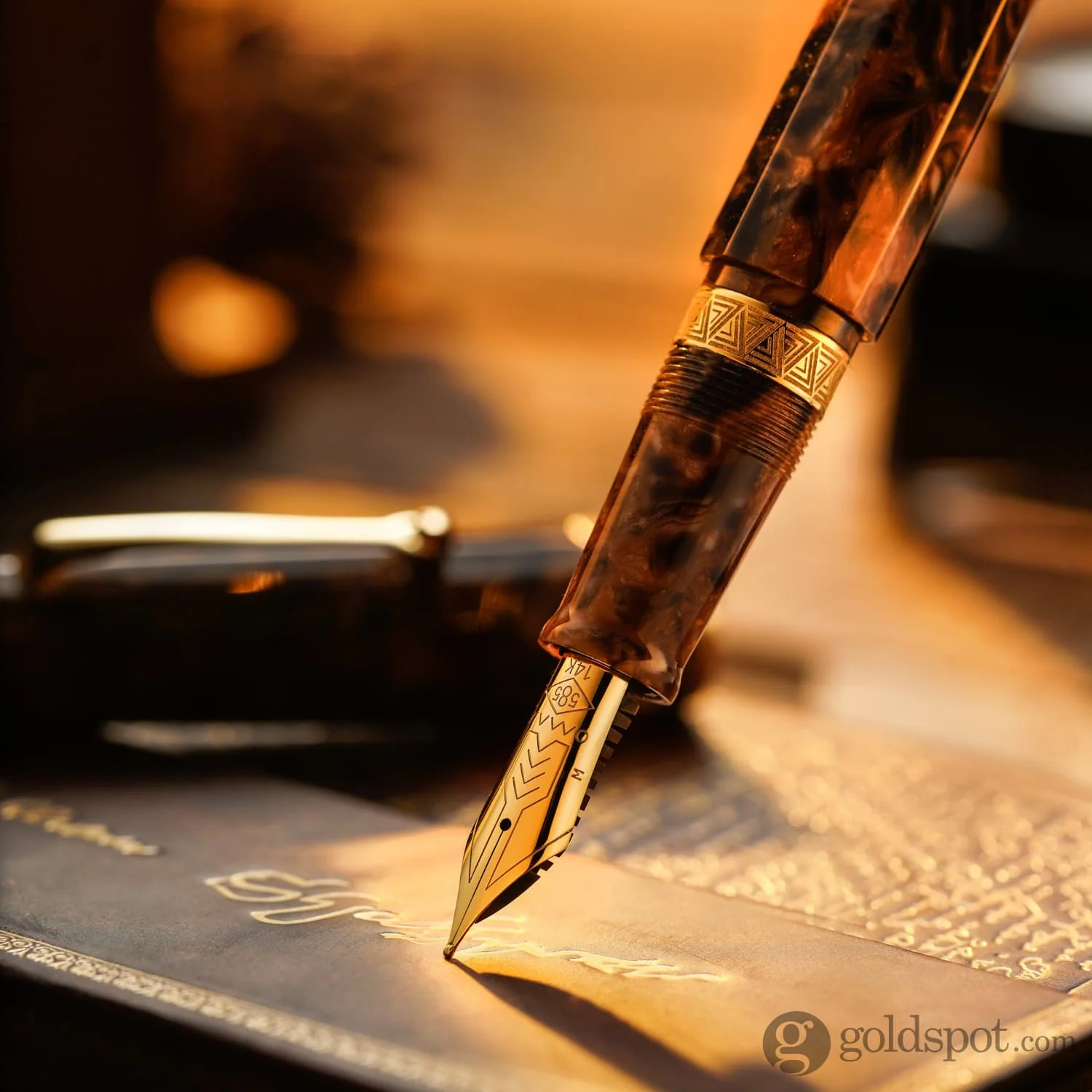 Omas Paragon Fountain Pen in Blue Saffron with Gold Trim