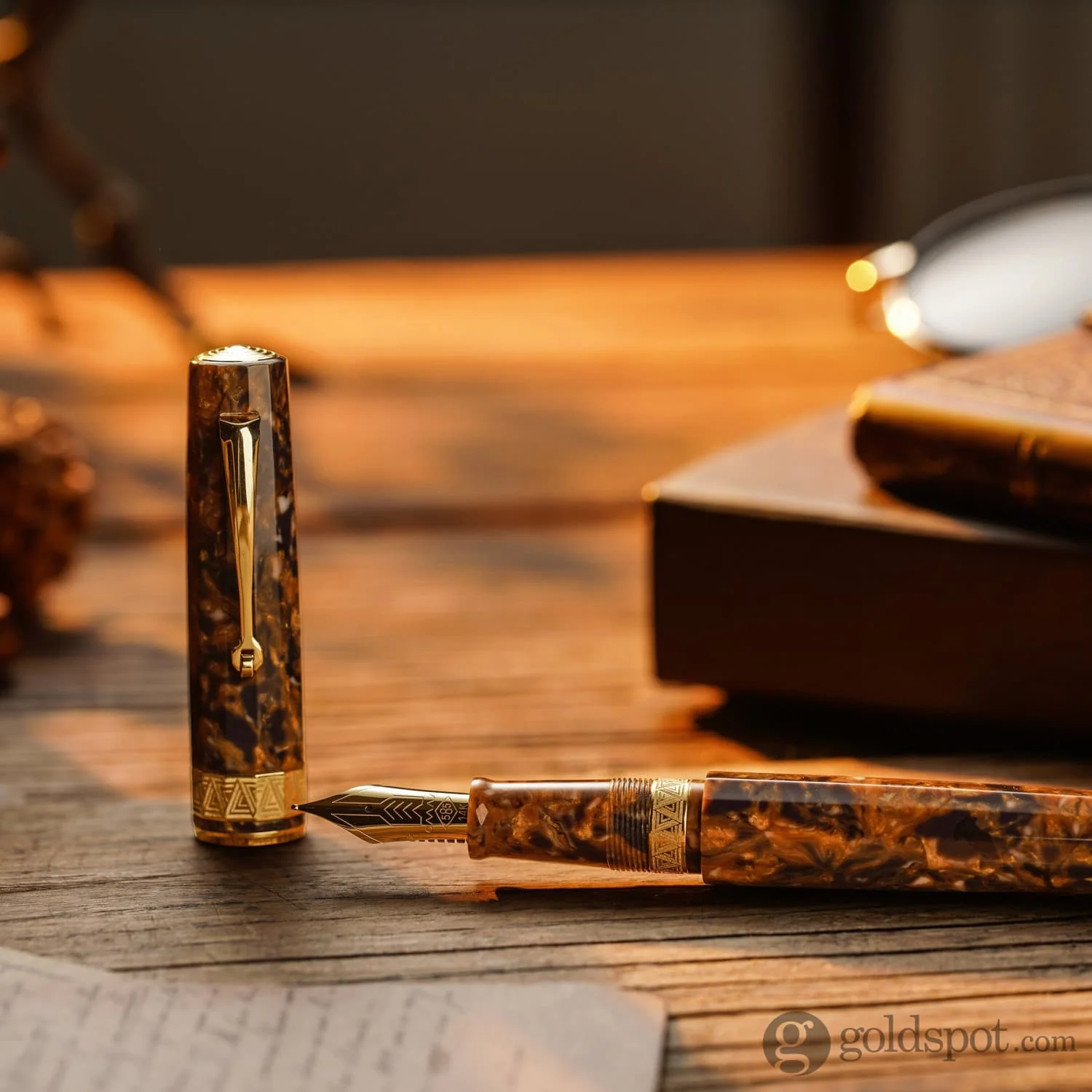 Omas Paragon Fountain Pen in Blue Saffron with Gold Trim