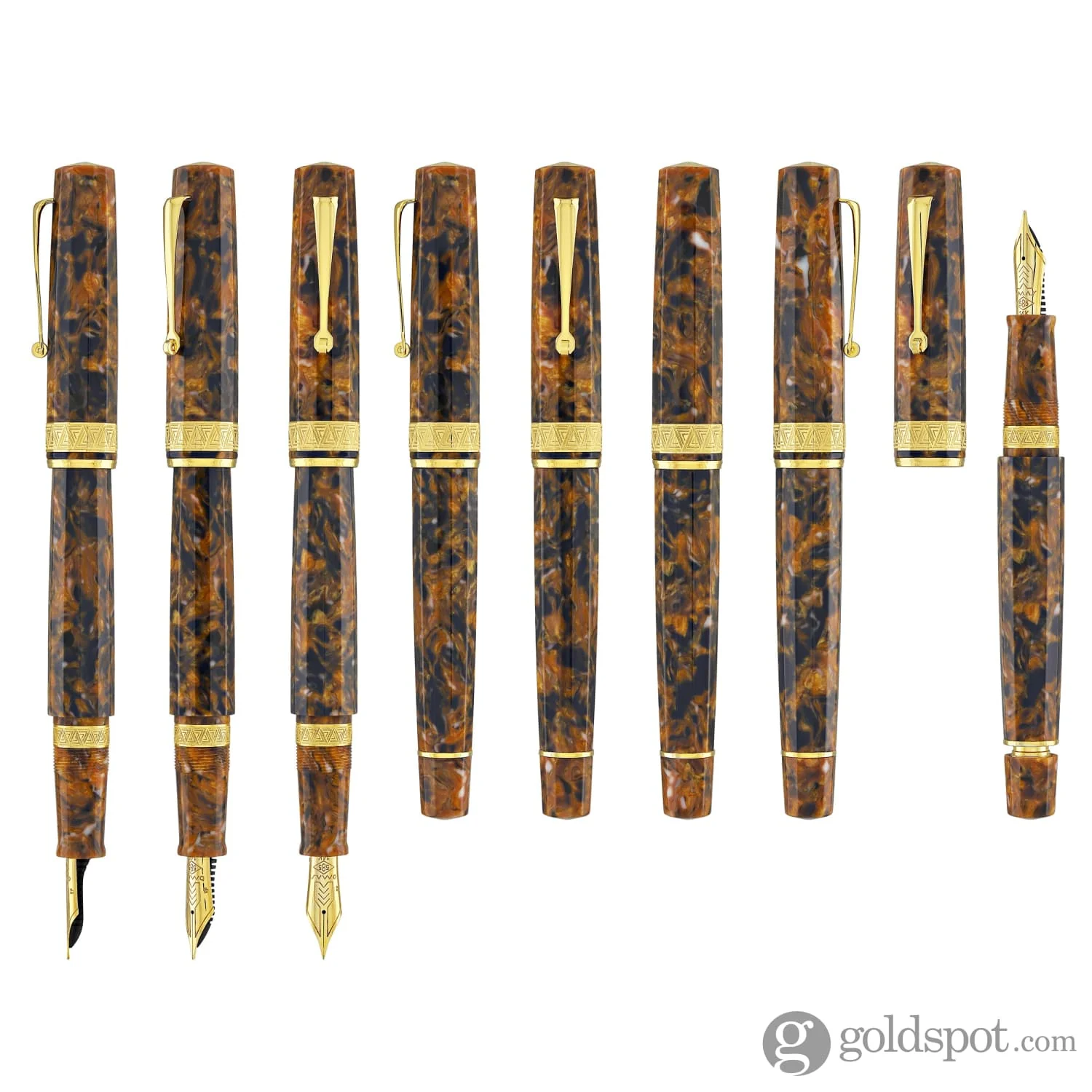 Omas Paragon Fountain Pen in Blue Saffron with Gold Trim