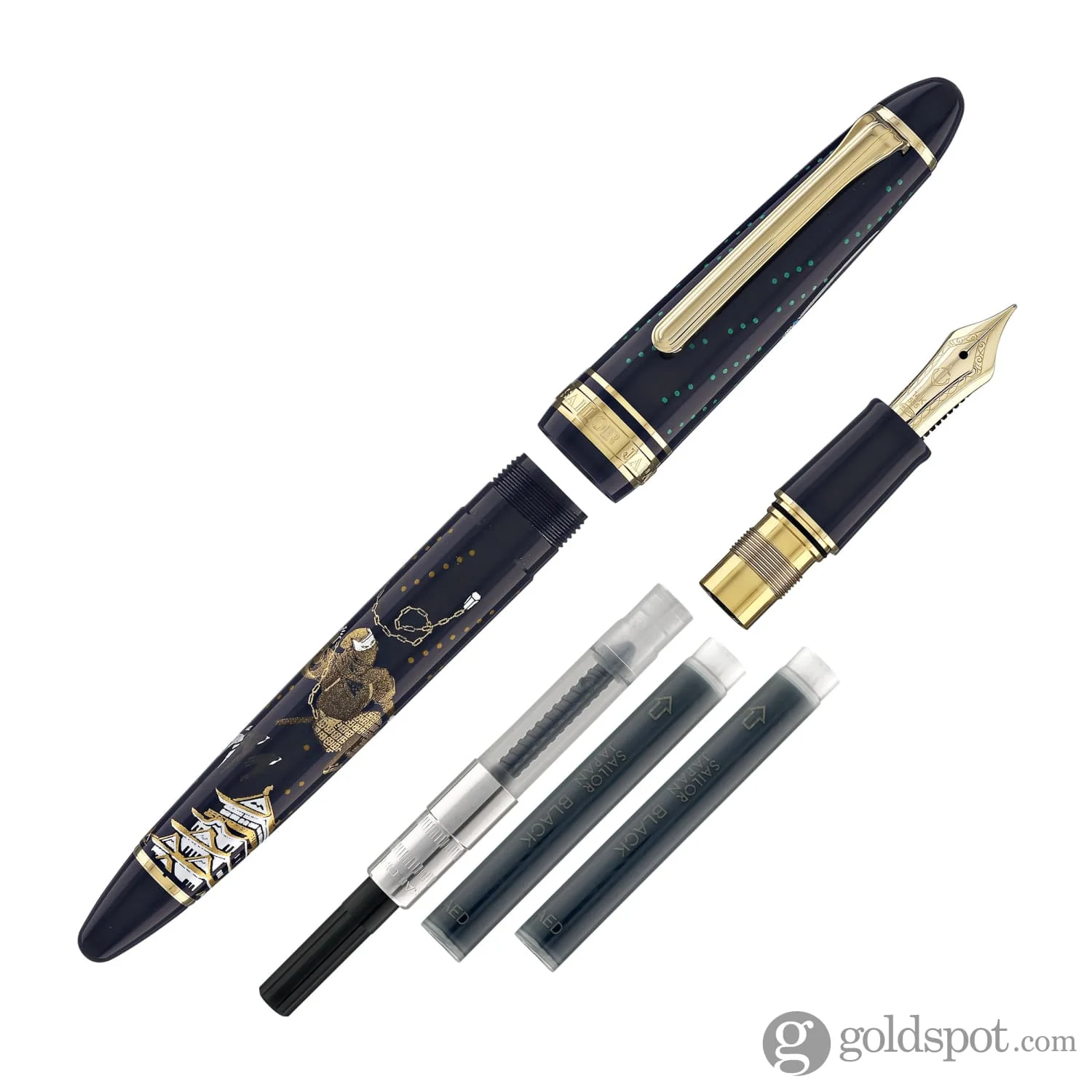 4666-sailor-1911-standard-ninja-fountain-pen-in-kusarigama-with-gold-trim-14k-gold-8.webp Sailor 1911 Standard Ninja Fountain Pen in Kusarigama with Gold Trim - 14K Gold