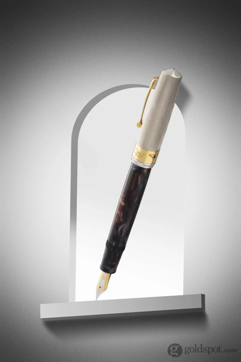 Omas Bologna Fountain Pen in Galassia Argento with Gold Trim 14K
