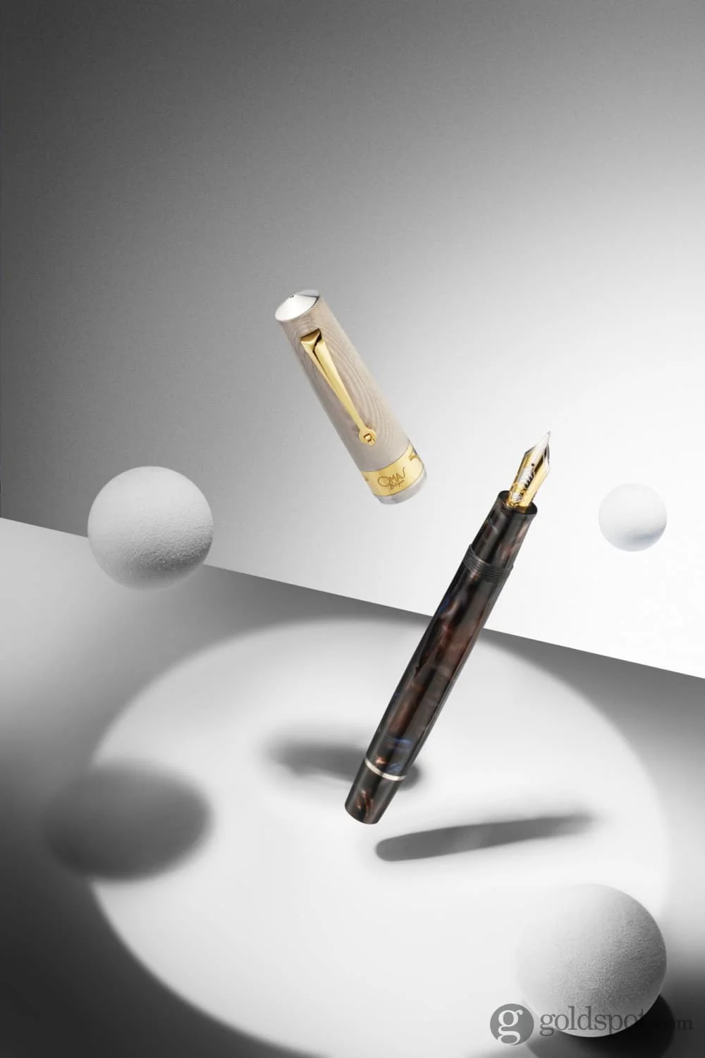 Omas Bologna Fountain Pen in Galassia Argento with Gold Trim 14K