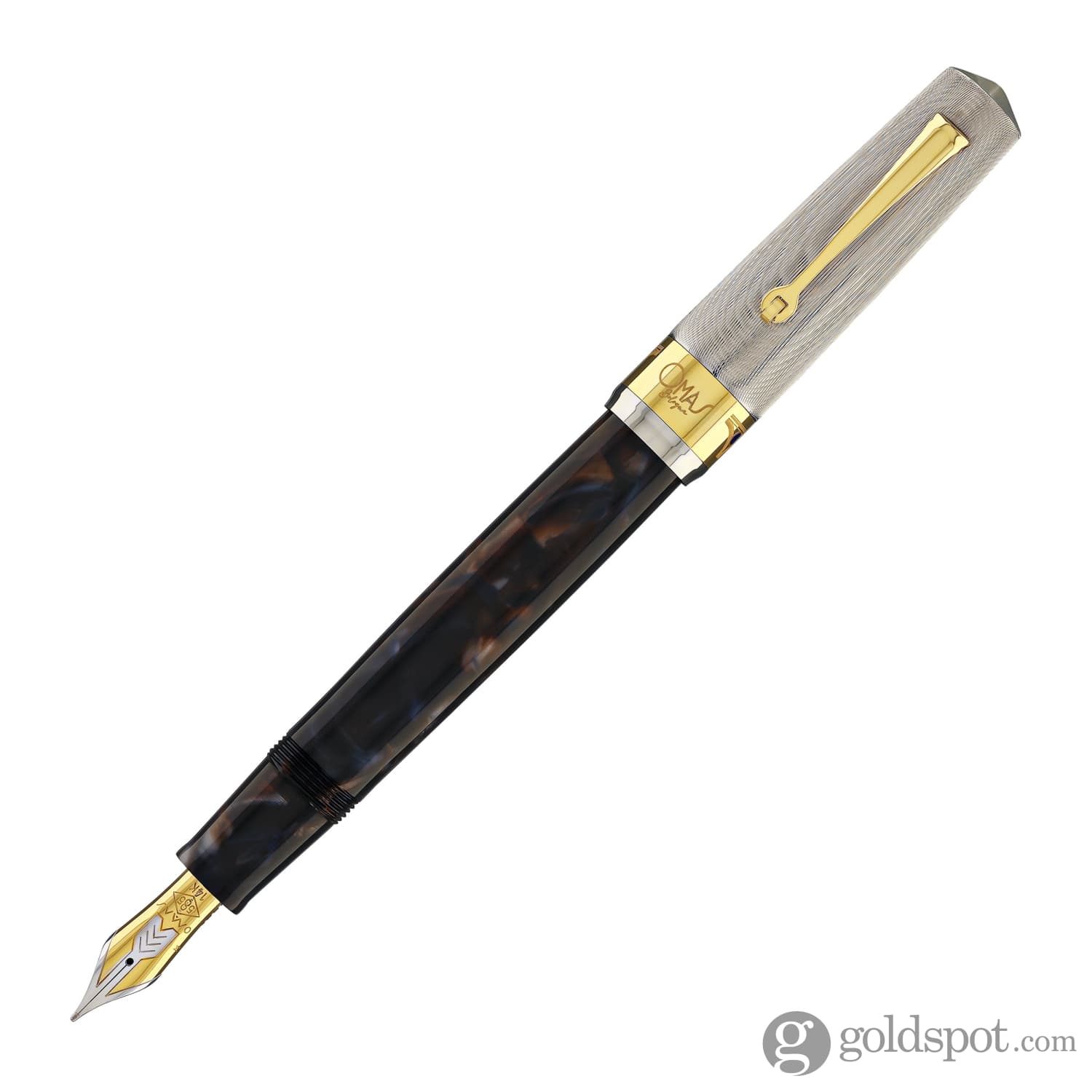 Omas Bologna Fountain Pen in Galassia Argento with Gold Trim 14K