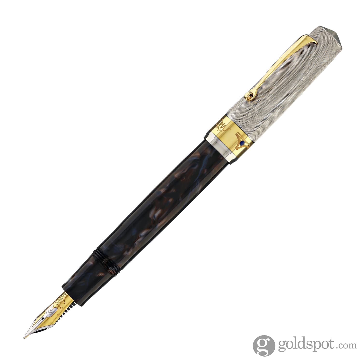 Omas Bologna Fountain Pen in Galassia Argento with Gold Trim 14K