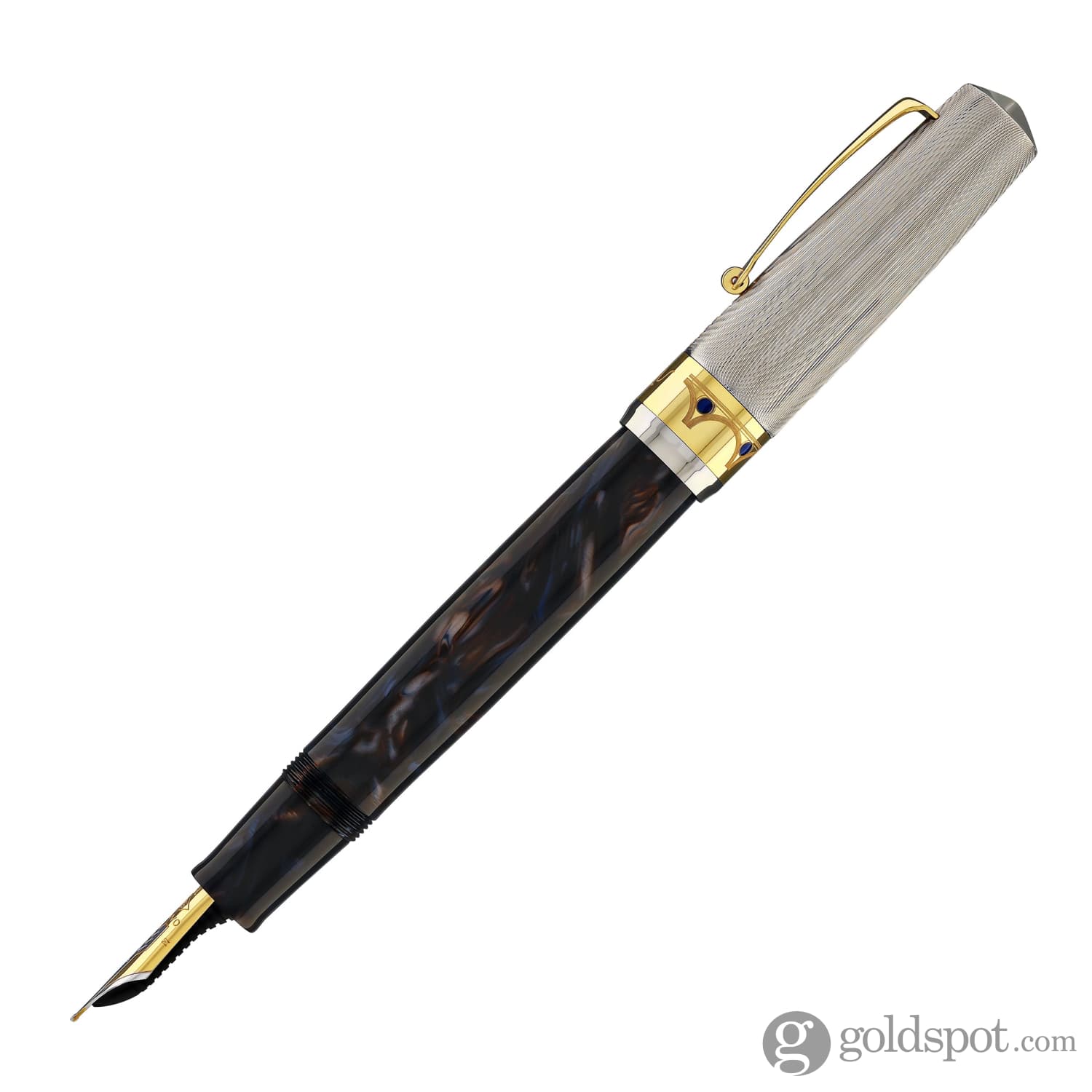 Omas Bologna Fountain Pen in Galassia Argento with Gold Trim 14K