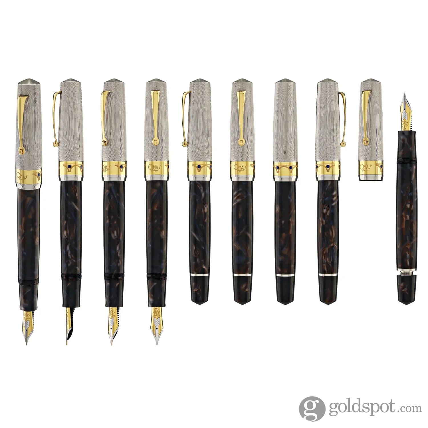 Omas Bologna Fountain Pen in Galassia Argento with Gold Trim 14K