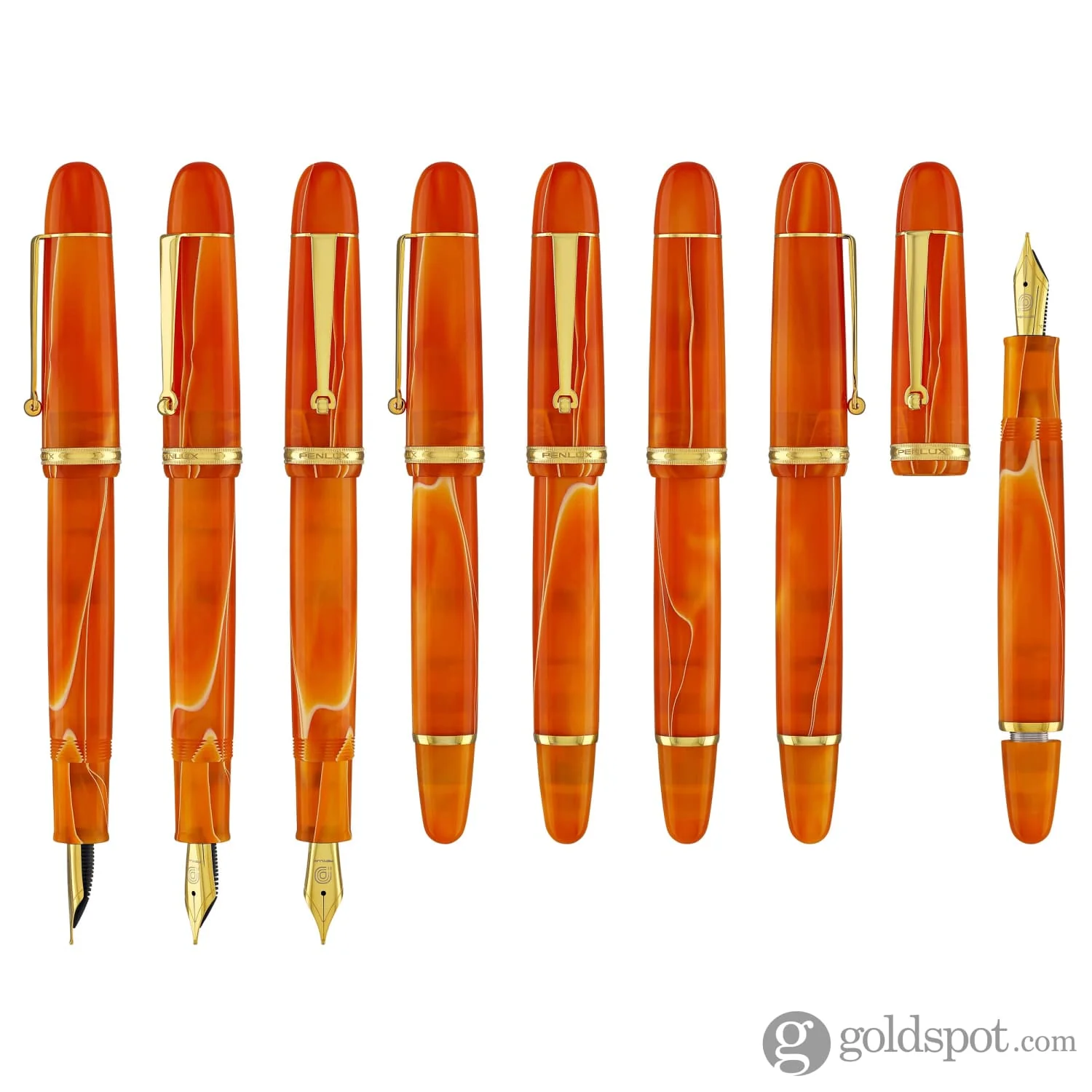 Penlux Masterpiece Grande Fountain Pen in Orange Swirl